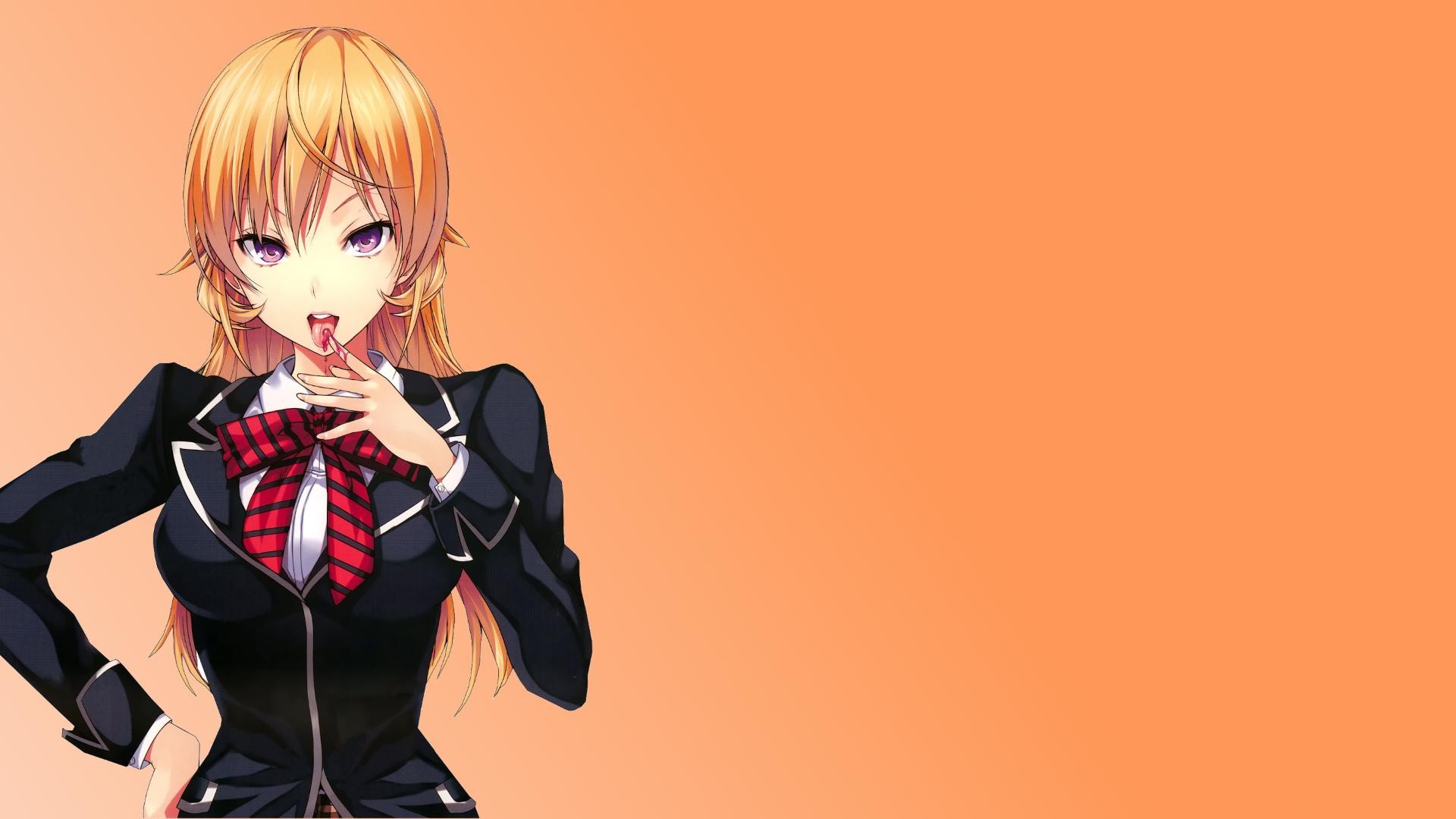 Shokugeki No Souma Nakiri Erina Anime Girls Blonde Simple Background Anime Purple Eyes 1920x1080