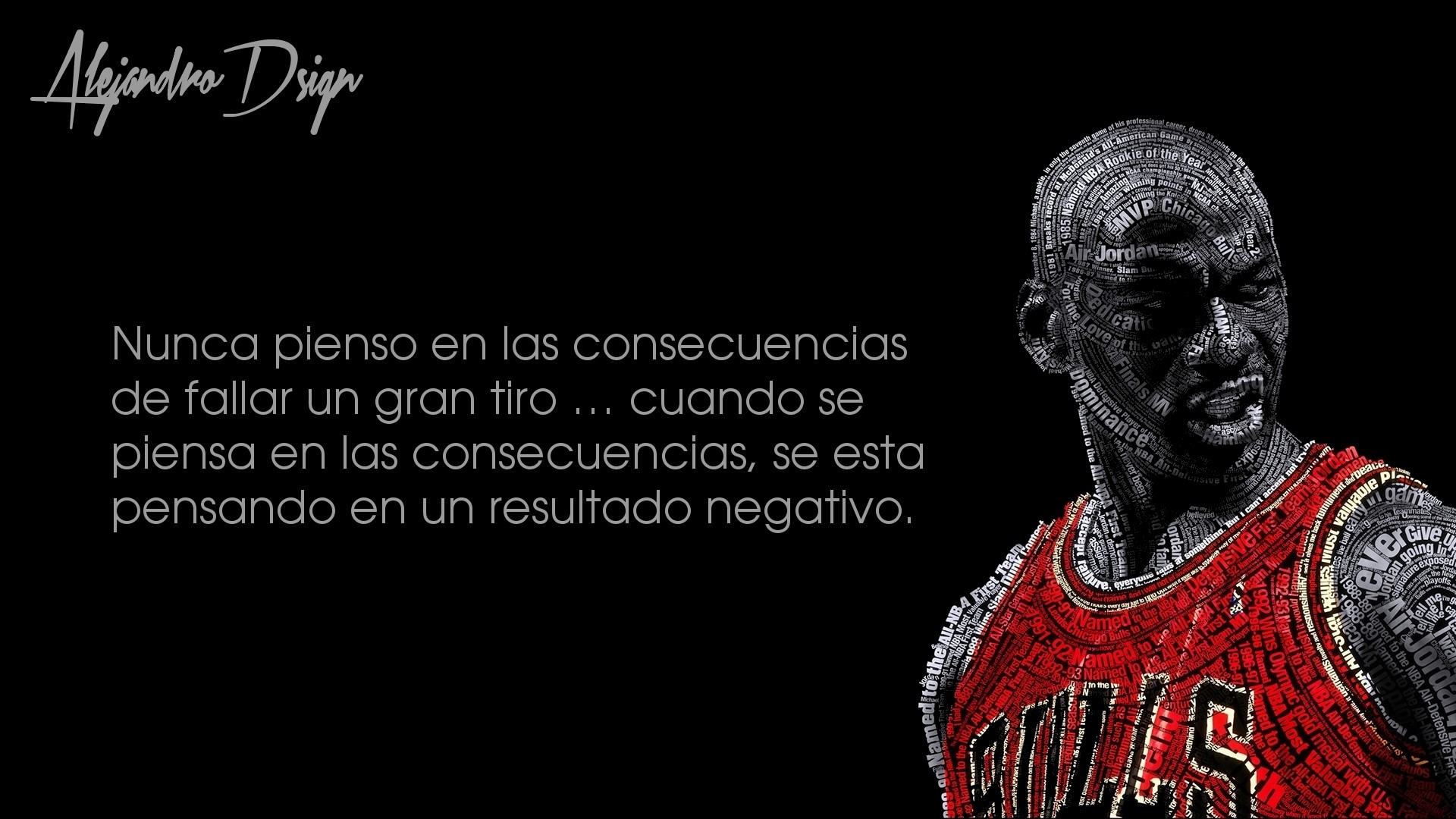 Michael Jordan Chicago Bulls Basketball Quote Typographic Portraits 1920x1080