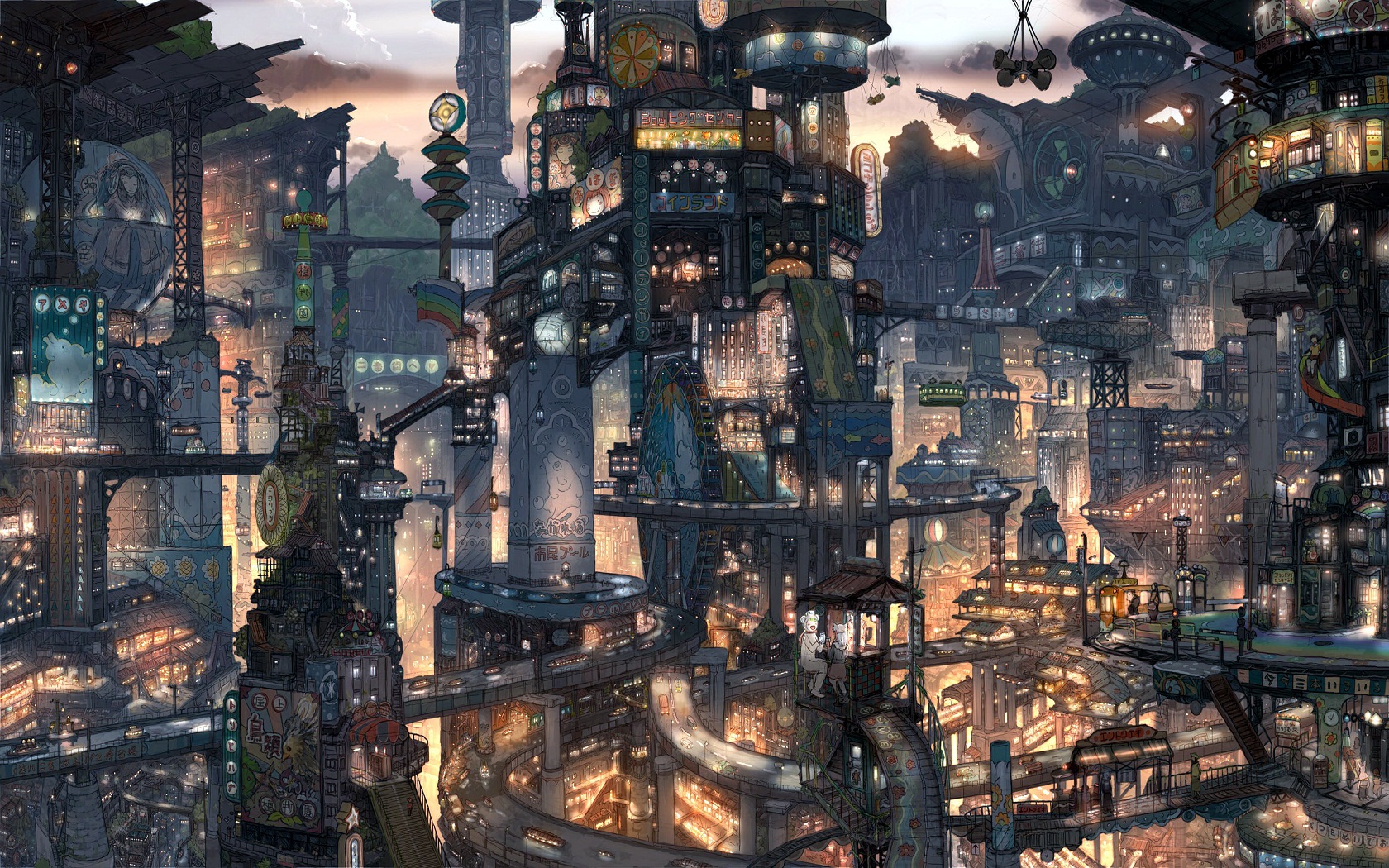 Anime City Artwork Futuristic City Science Fiction Fantasy Art Japan Cyberpunk Cityscape Imperial Bo 1680x1050