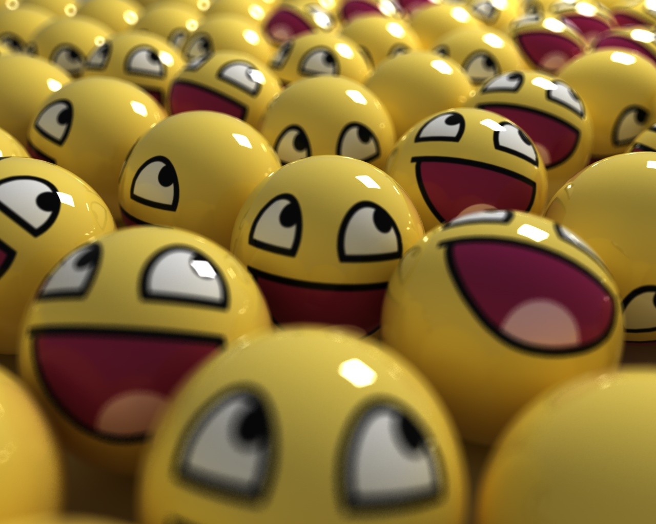 Awesome Face Smiley Render CGi Balls 1280x1024