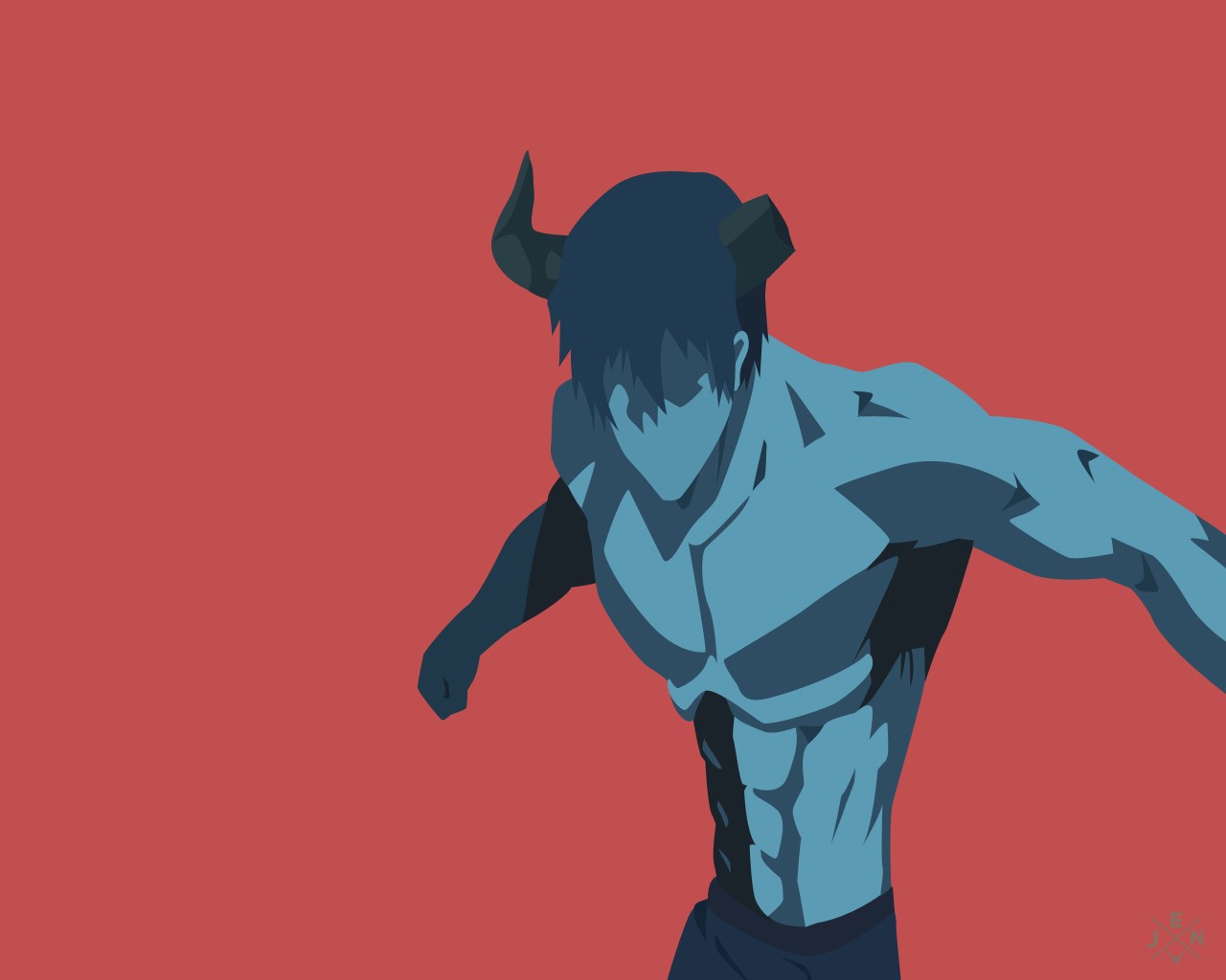 Hataraku Maou Sama Maou Sadao Horns Simple Background 1280x1024