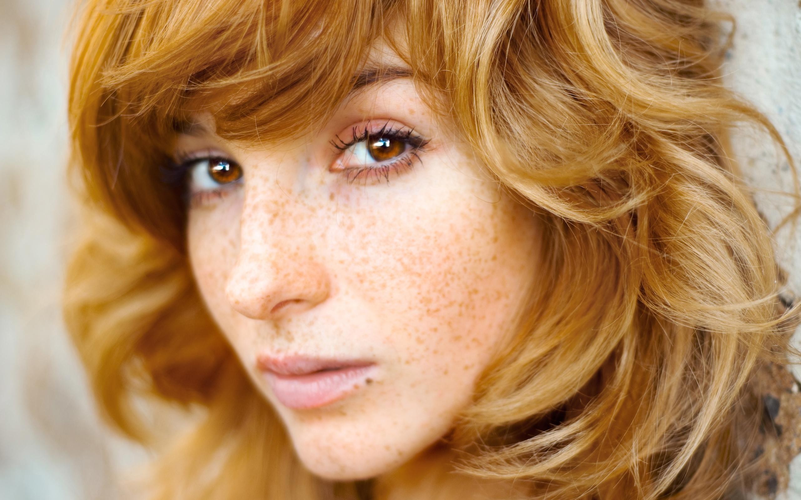 Redhead Freckles Women Actress Long Hair Vica Kerekes Brown Eyes Face Depth Of Field 2560x1600