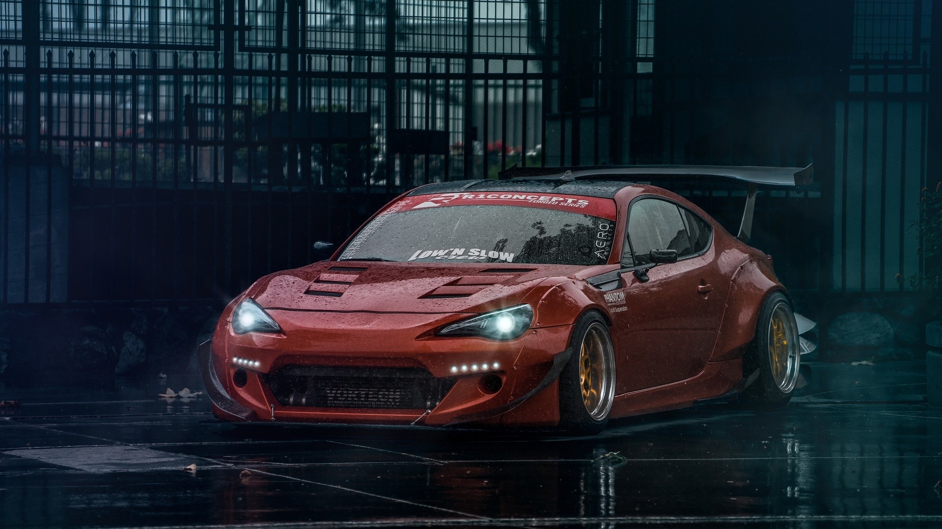 Car Toyota Tuning Scion FR S Subaru BRZ Stance Red Cars Toyota GT 86 Toyobaru Front Angle View Color 1920x1080