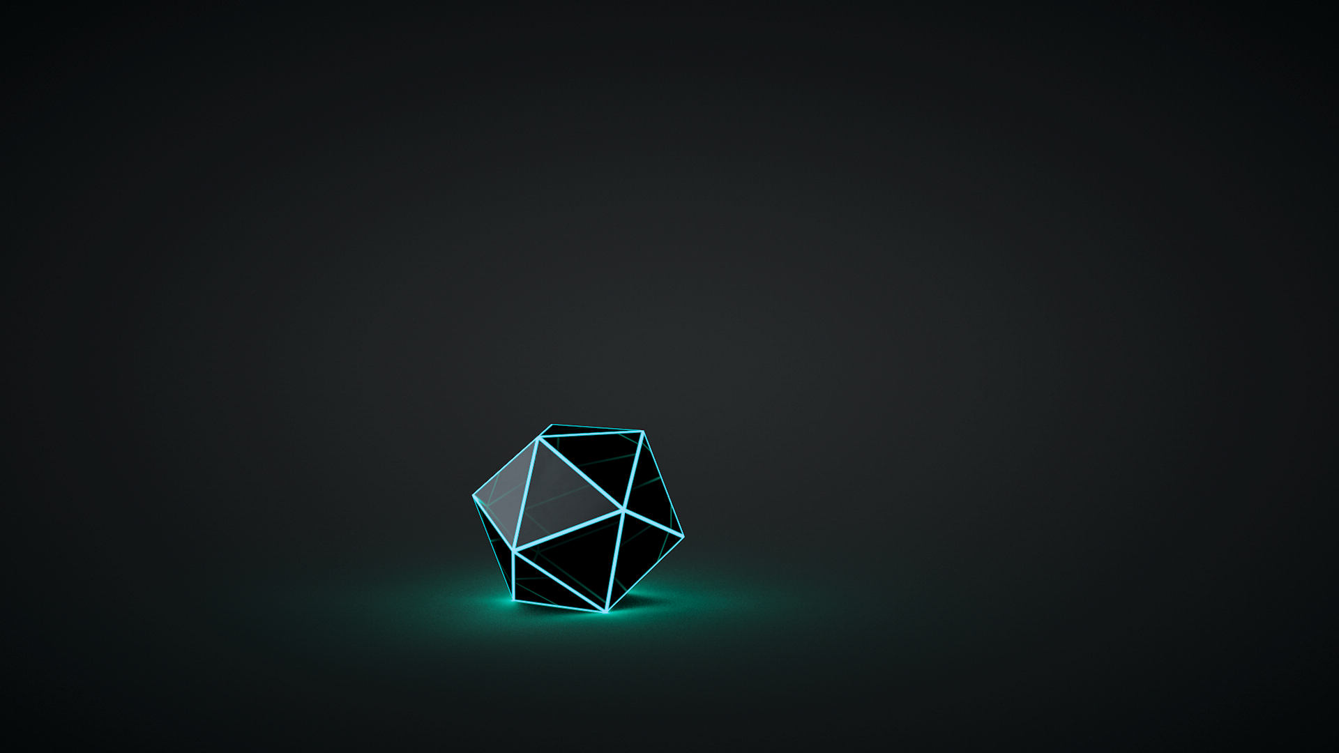 Crystal Glowing Digital Art Geometry Icosahedron 1920x1080