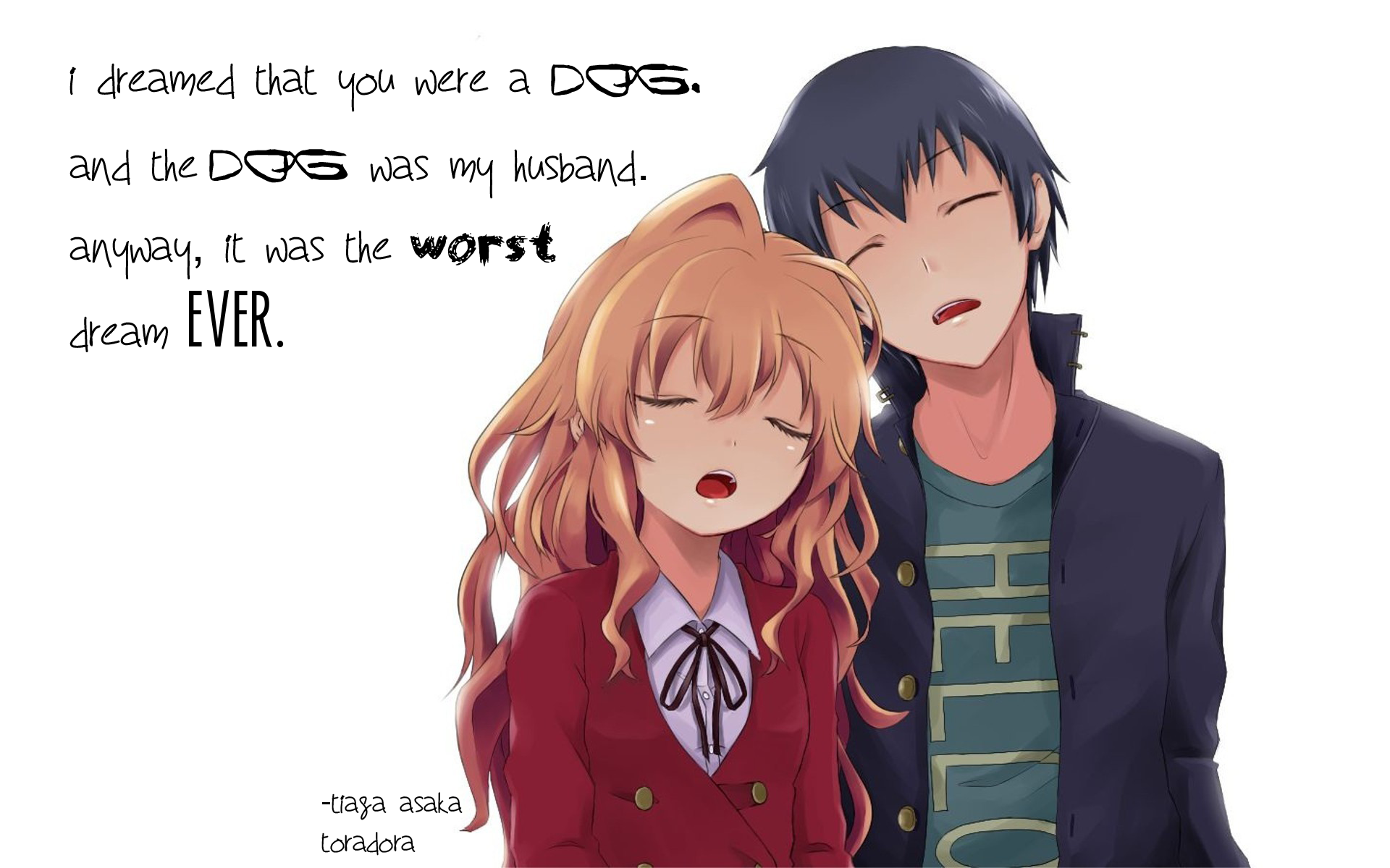 Toradora Quote Aisaka Taiga Takasu Ryuuji 1920x1200