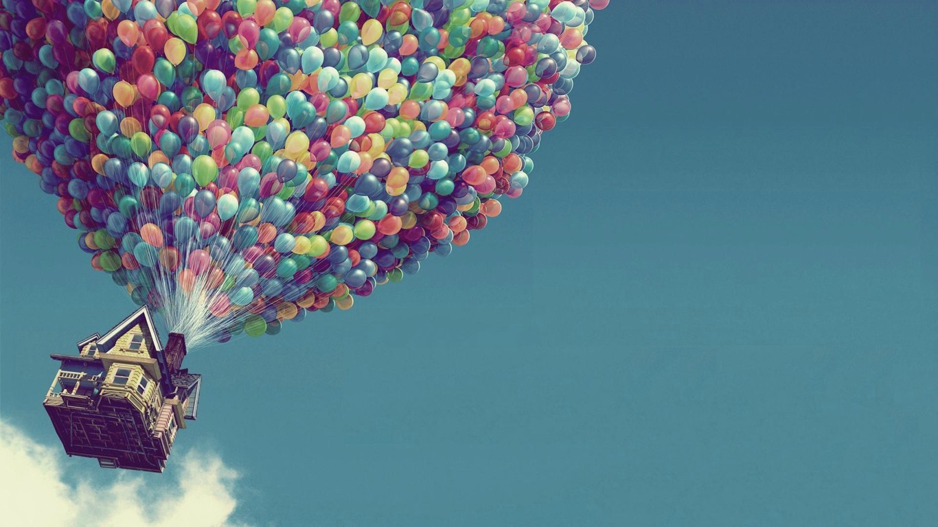 House Balloon Pixar Animation Studios Up Movie Disney 1366x768