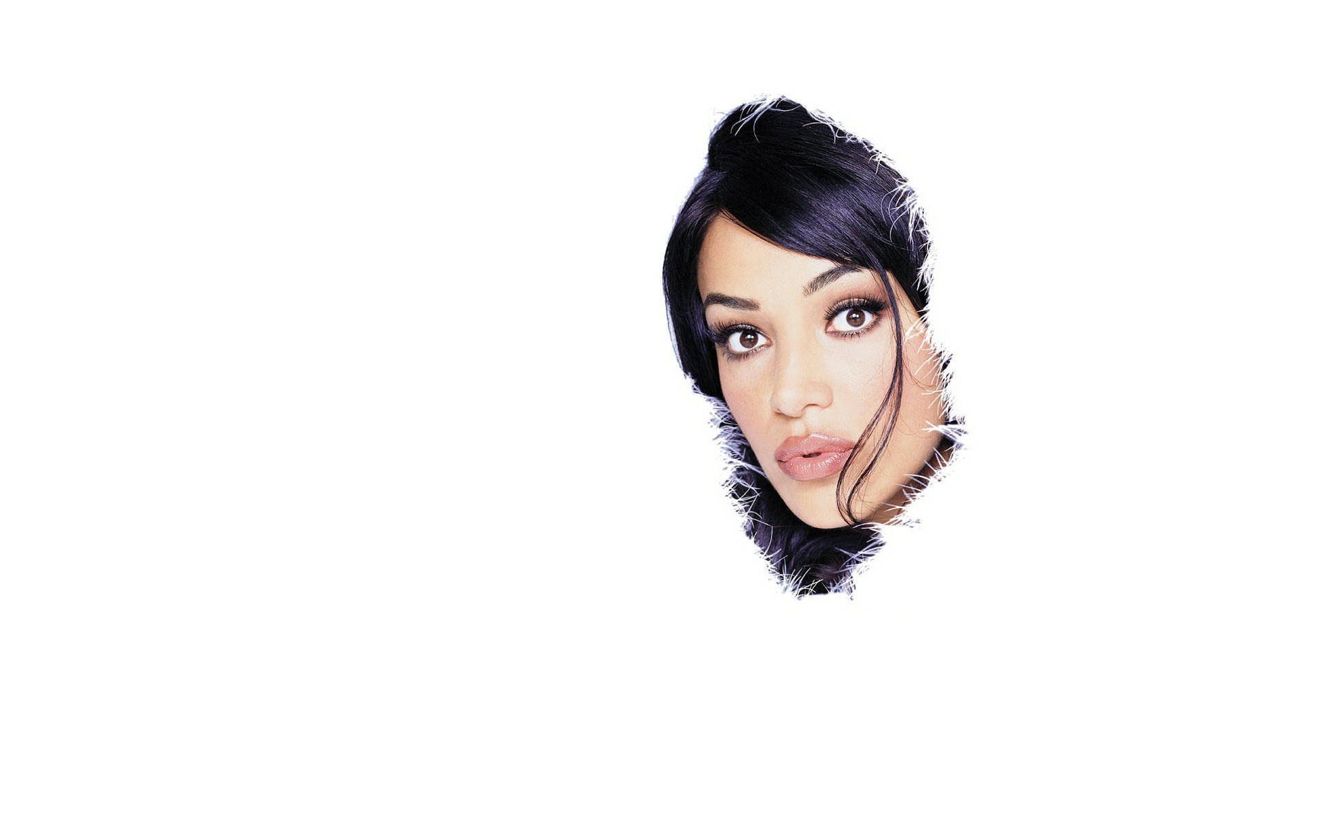 Celebrity Black Hair Fake Lips Women 1920x1200