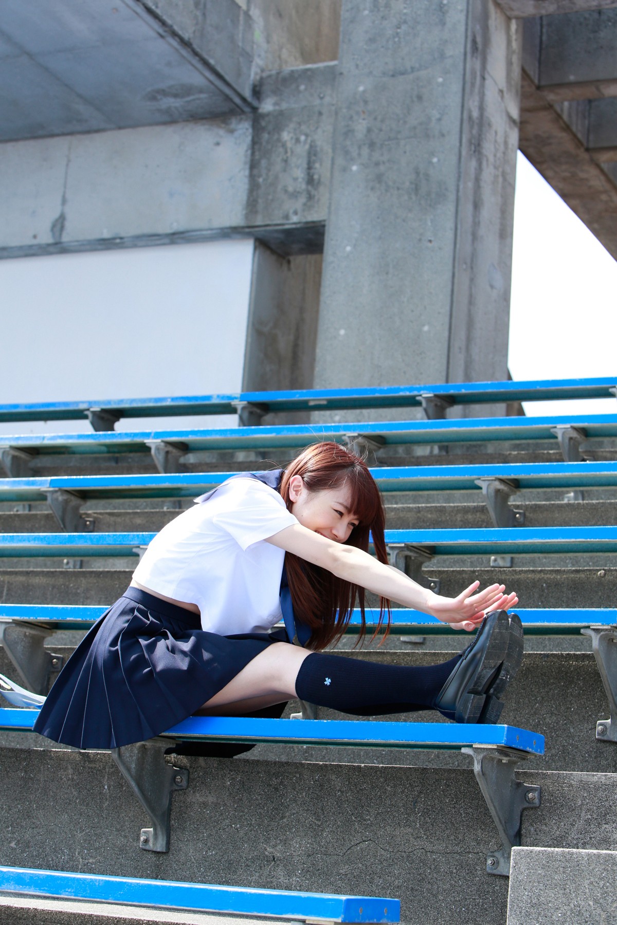 Morning Musume Asian J Pop Women School Uniform Redhead Auburn Hair Sitting 1200x1800