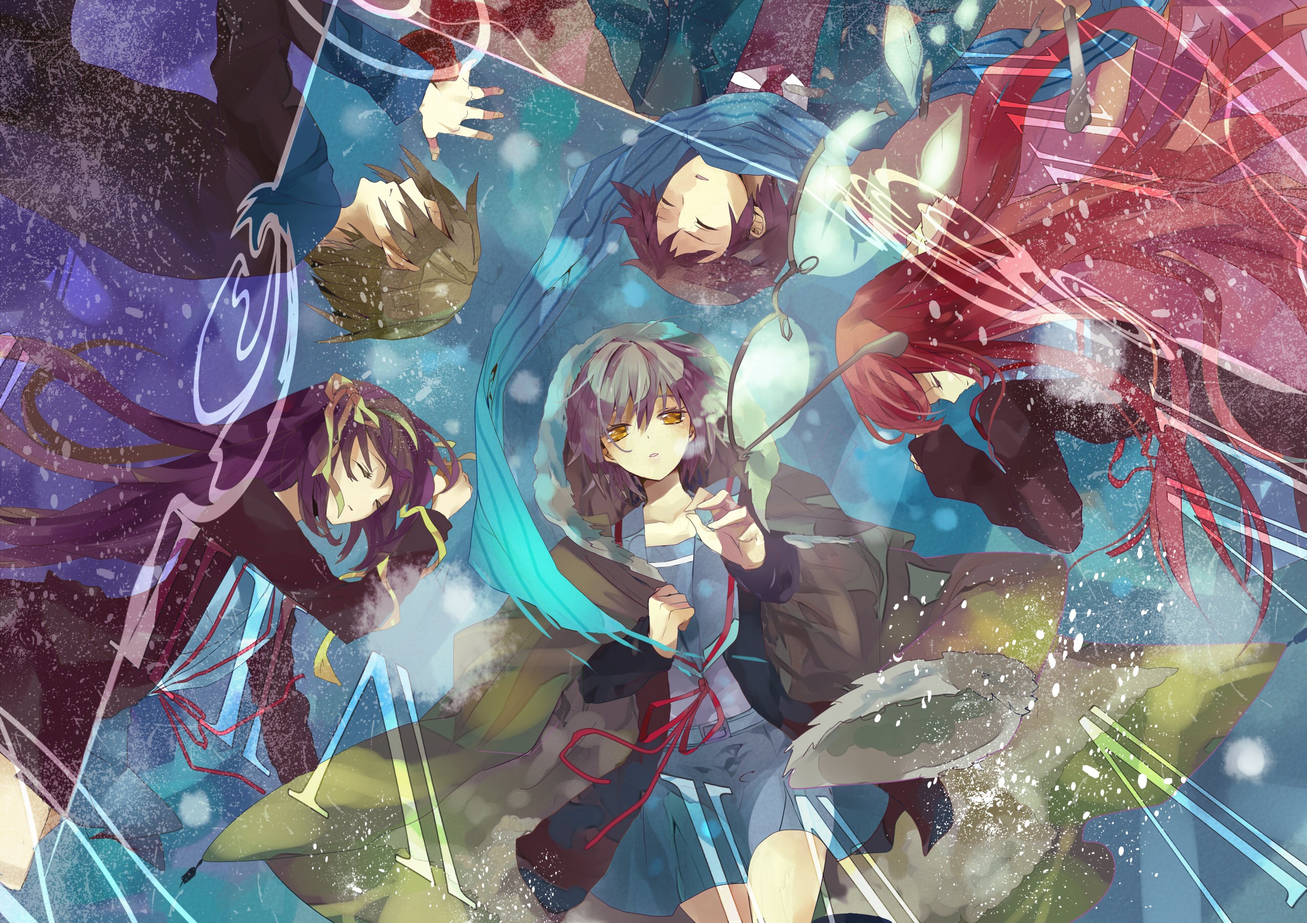 The Melancholy Of Haruhi Suzumiya Nagato Yuki Suzumiya Haruhi Asahina Mikuru Kyon Koizumi Itsuki 2551x1802