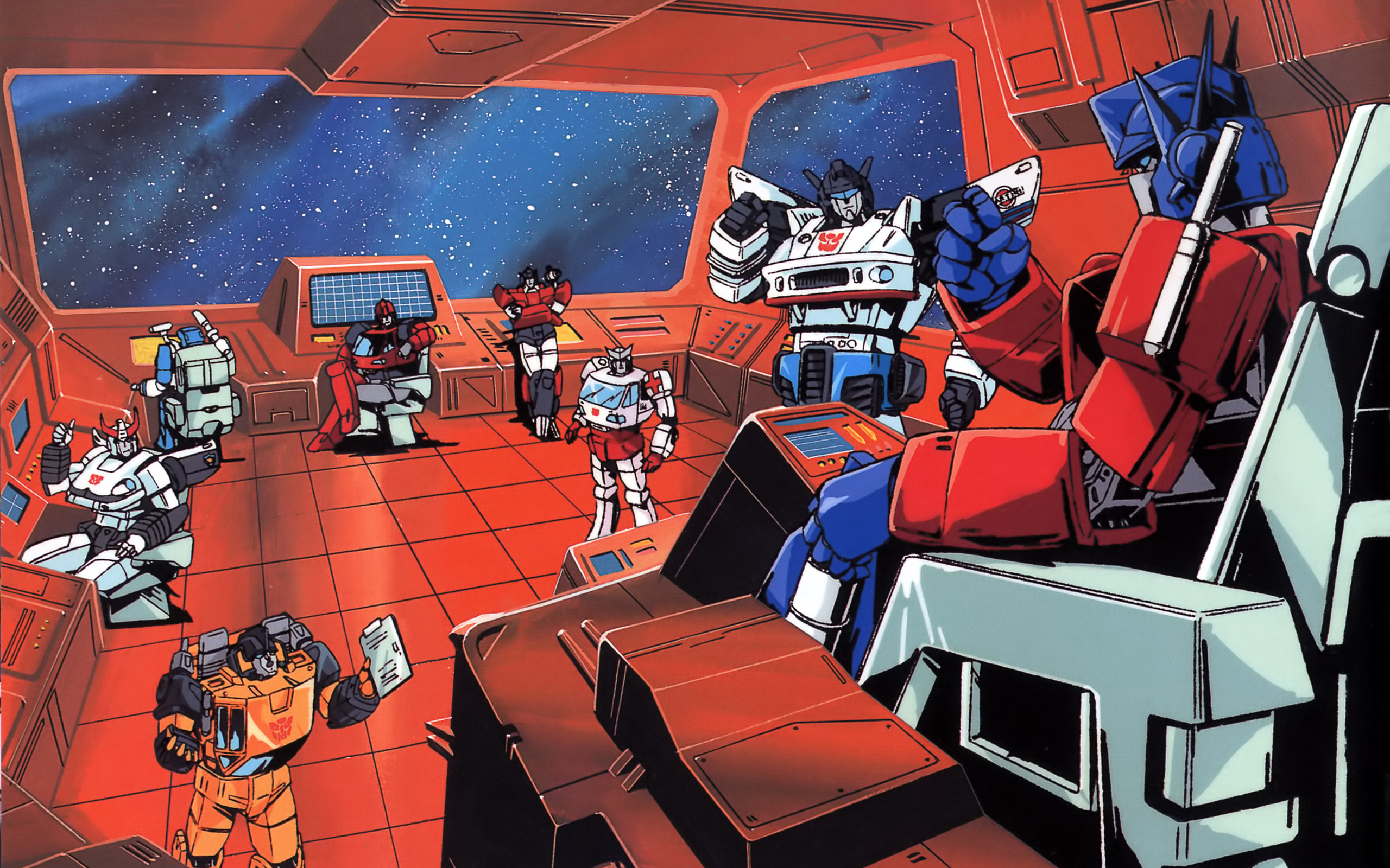 Transformers Optimus Prime Jazz Transformers G1 TV Artwork Comics Cartoon 2560x1600