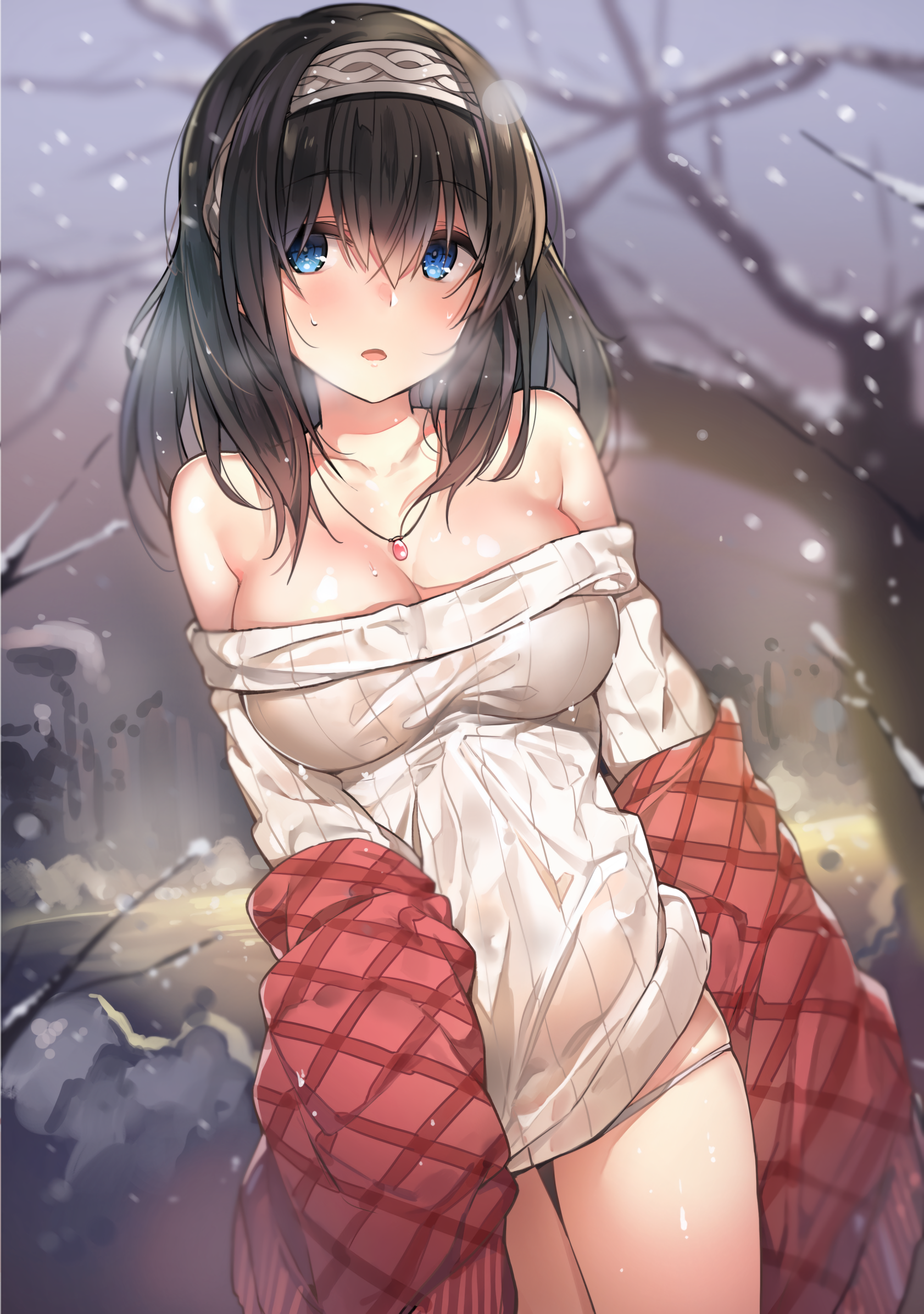 Anime Anime Girls THE IDOLM STER Cinderella Girls Sagisawa Fumika Long Hair Brunette Blue Eyes Snow 1682x2392