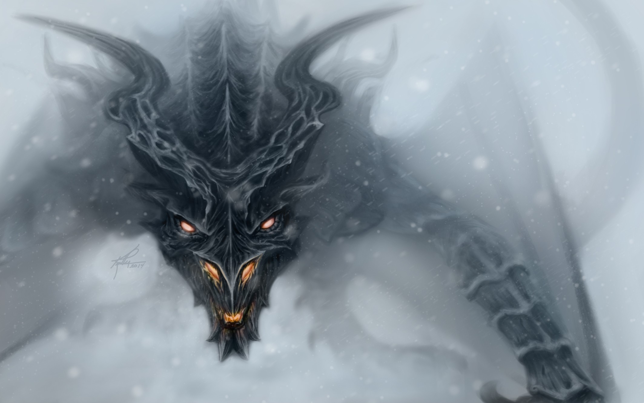 Fantasy Art Dragon Creature Artwork Alduin The Elder Scrolls V Skyrim 2127x1332