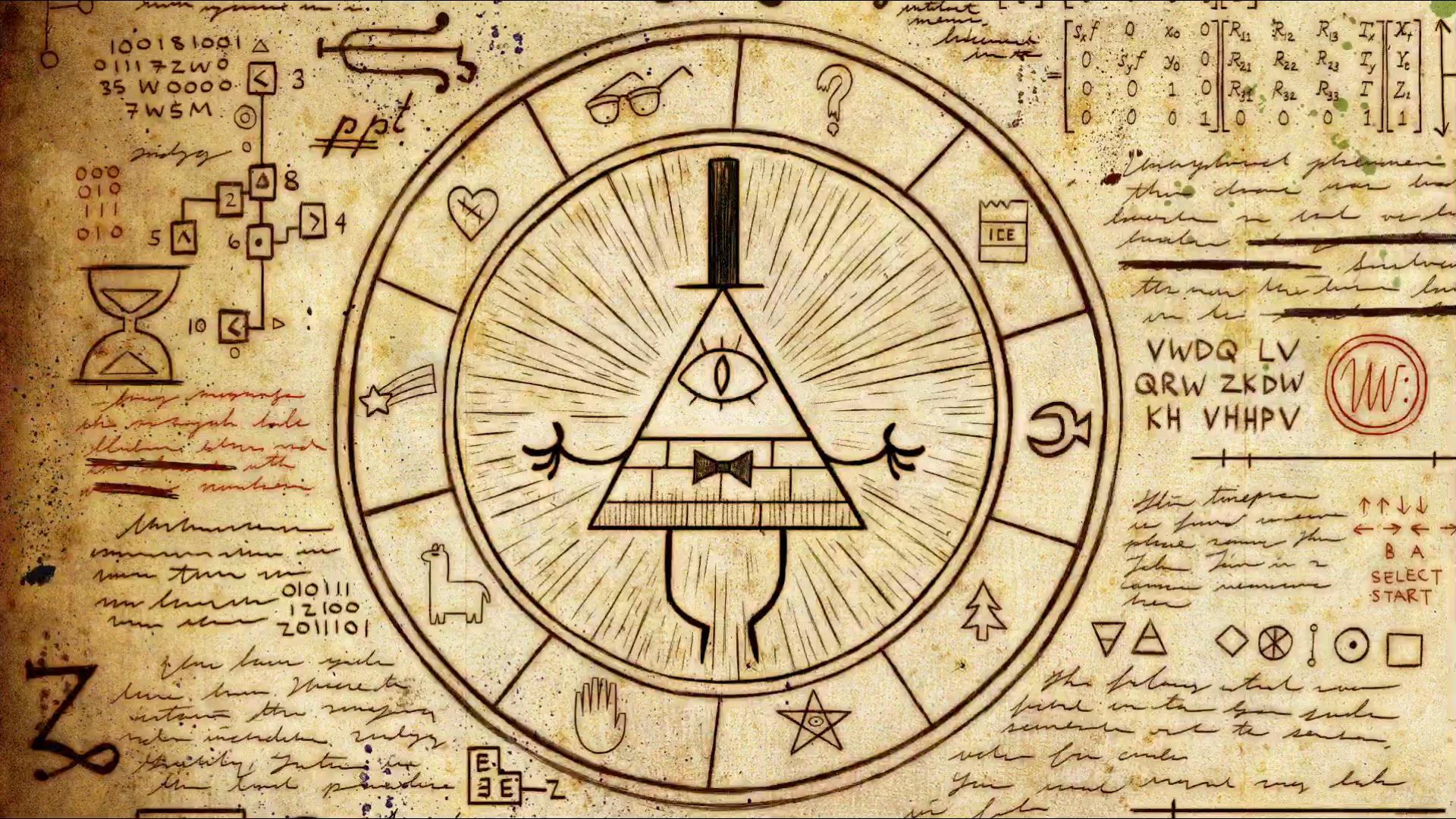 Gravity Falls Illuminati Pentagram Bill Cipher Artwork Symbols Cartoon Hieroglyphs 1920x1080