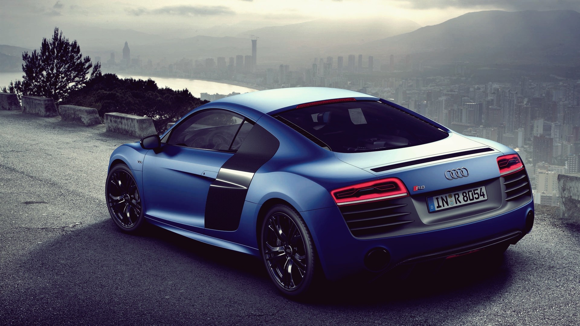 Audi R8 Car Blue Cars Audi Vehicle Audi R8 V10 Plus Audi R8 Type 42 Numbers 1920x1080