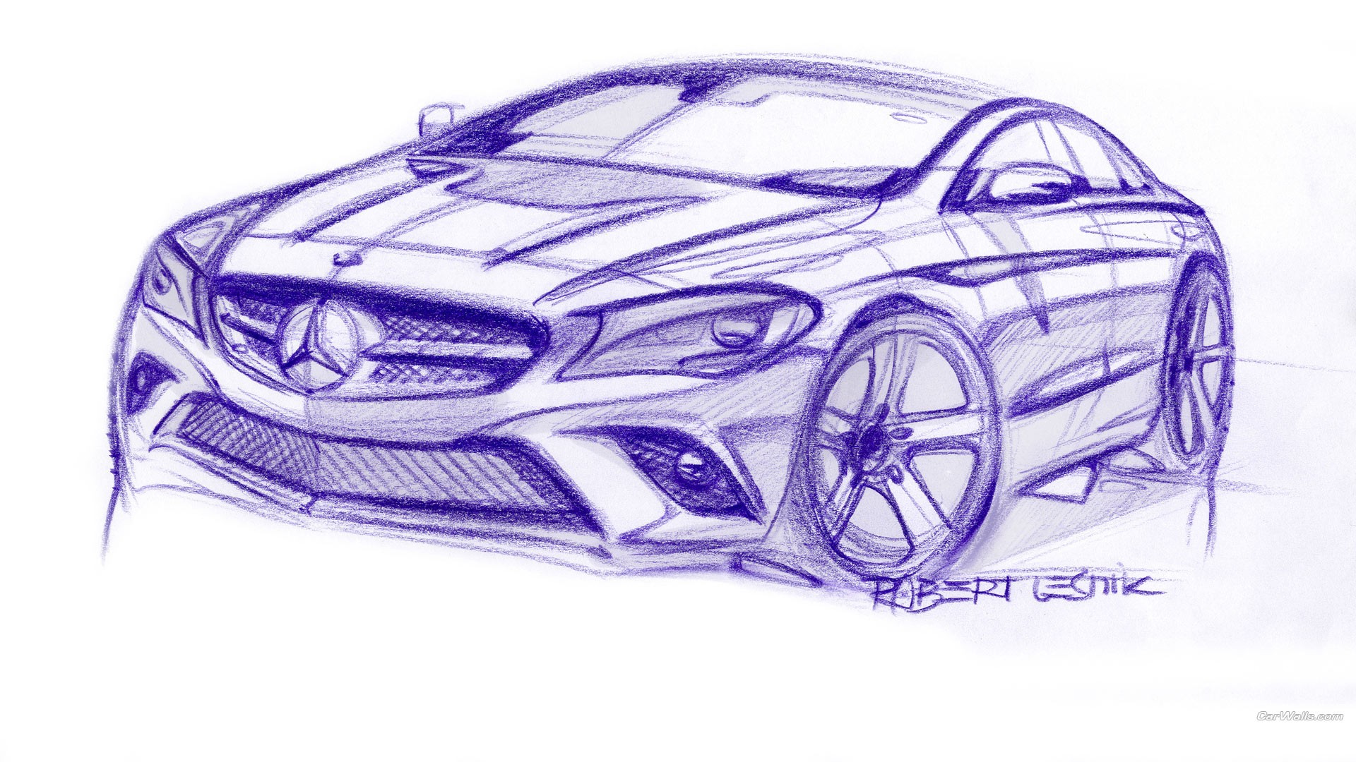 2D Mercedes Sports Car AutoCAD Drawing