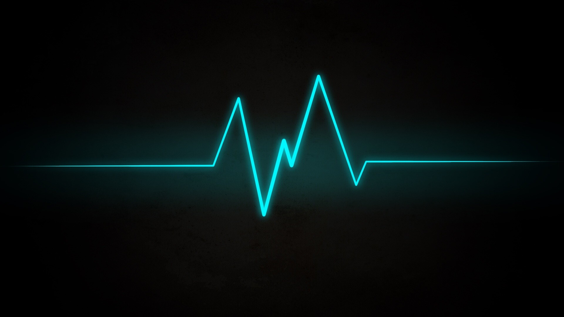 Minimalism Heartbeat Pulse Lines Ekg Digital Art Cyan Black Background Neon 1920x1080
