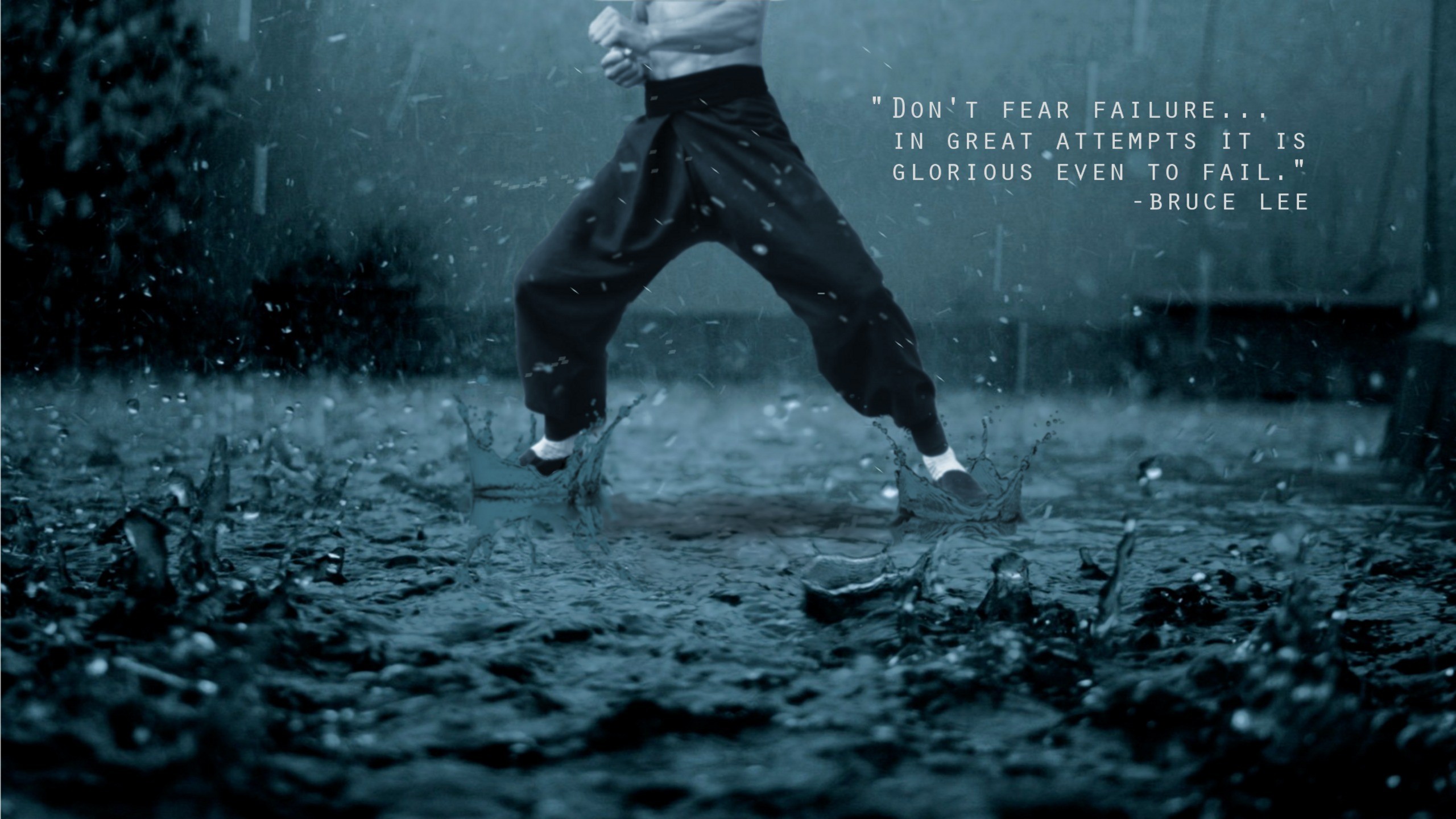 Gyms Quote Rain Kung Fu Bruce Lee People 2560x1440