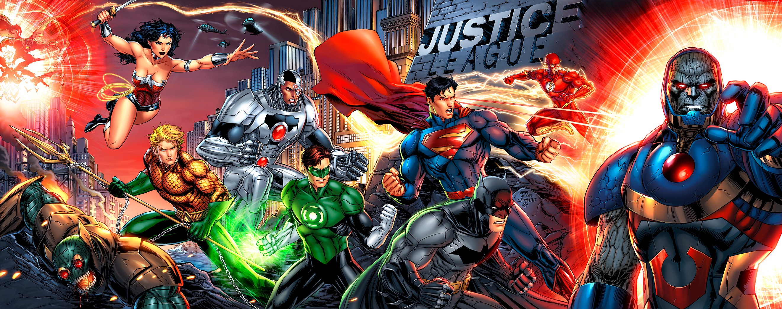 Superman Composite Superman Batman DC Comics Justice League Green Lantern Flash Wonder Woman Aquaman 2643x1044