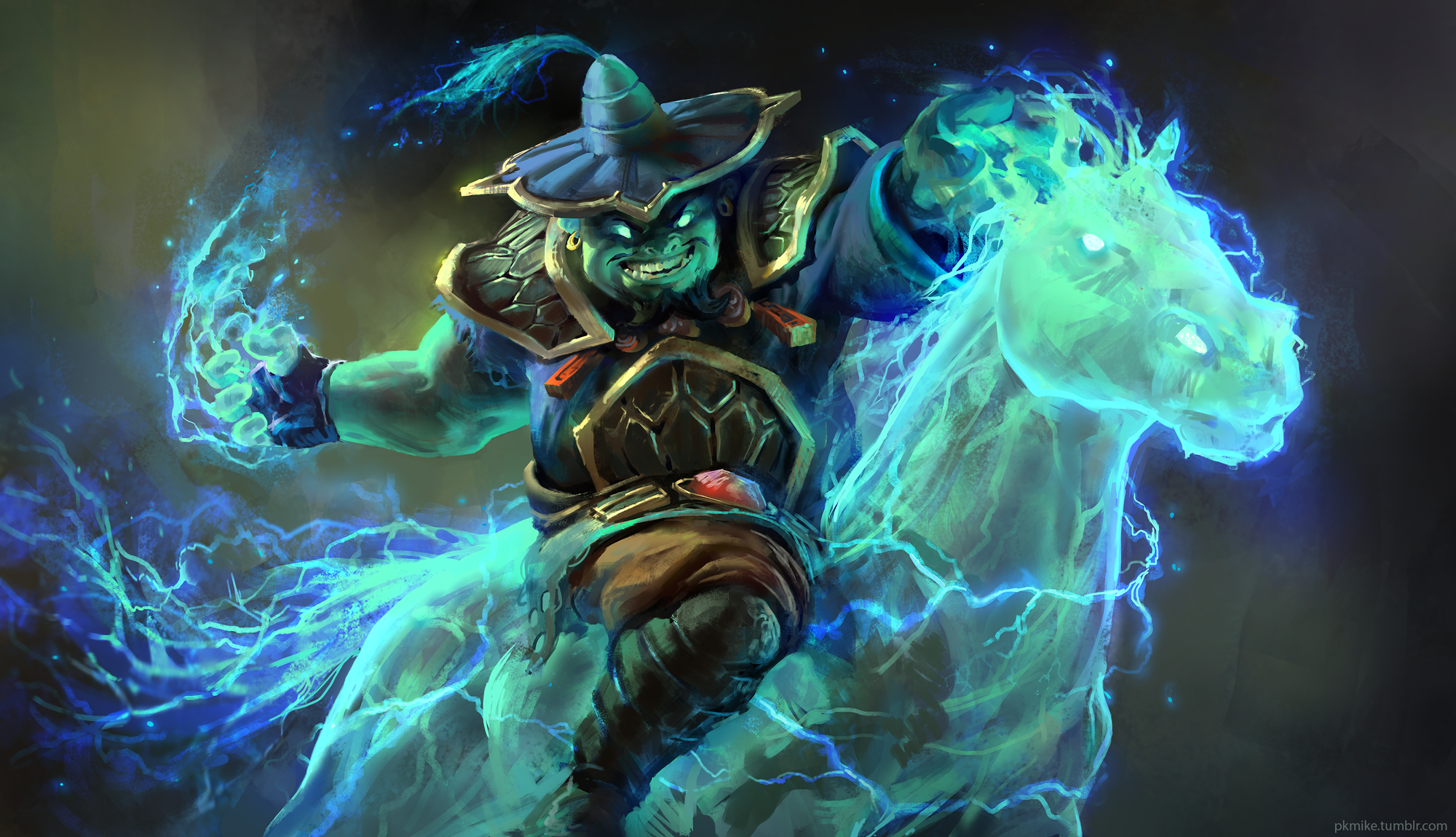 Dota 2 Storm Spirit Video Games Artwork PC Gaming Cyan 2000x1150