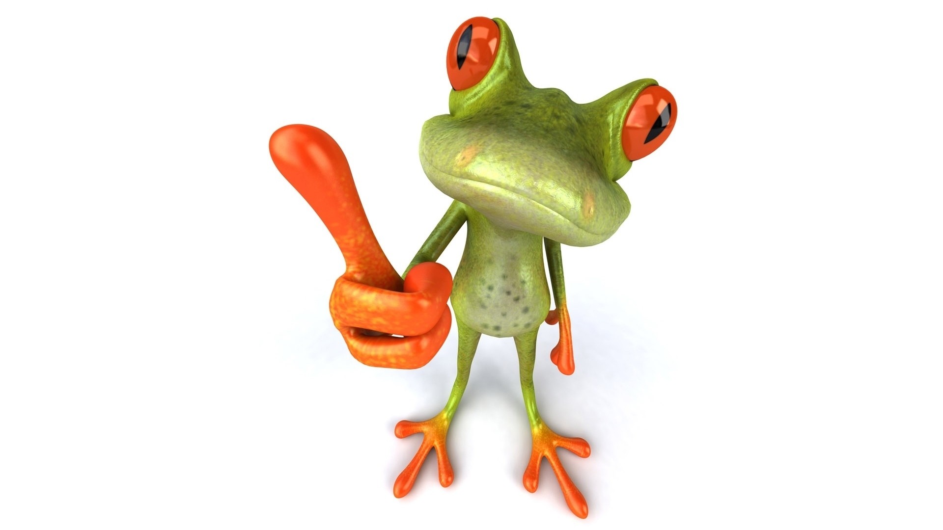 Digital Art Animals 3D Fingers White Background Orange Eyes Reflection Red Eyed Tree Frogs 1920x1080