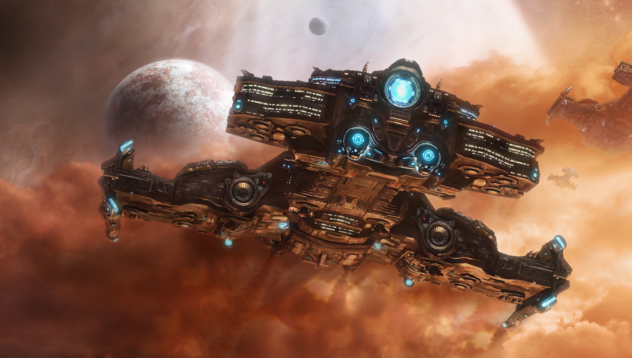 Spaceship Space Starcraft Ii Artwork Science Fiction StarCraft Video Games Hyperion StarCraft Ii Win 2048x1160