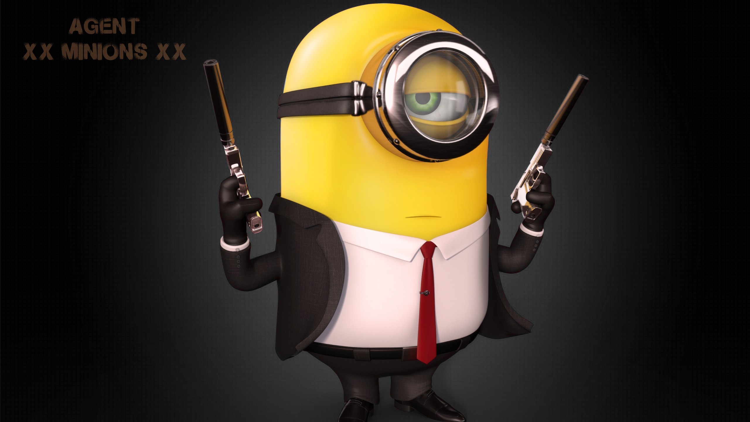 Minions Detectives Crossover Hitman Absolution Tie Red 2560x1440