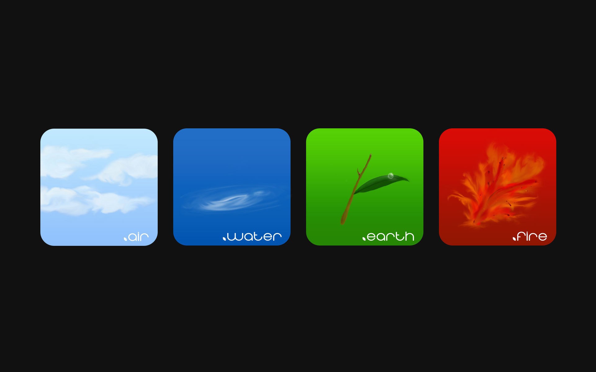 Artwork Elements Collage Four Elements Simple Background 1920x1200