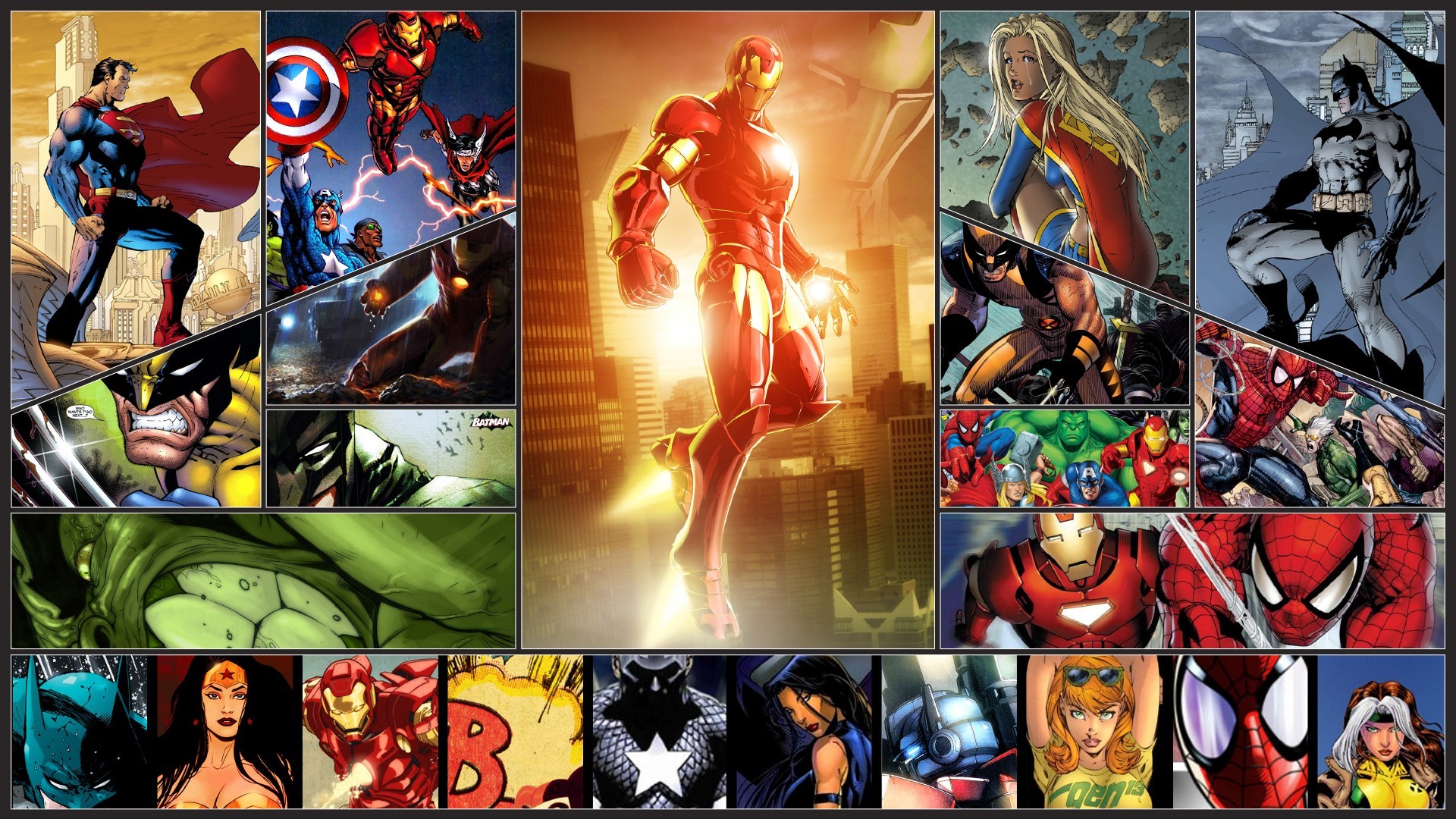 Wolverine Spider Man Captain America Thor Iron Man Marvel Comics Superman Supergirl Batman Wonder Wo 1920x1080