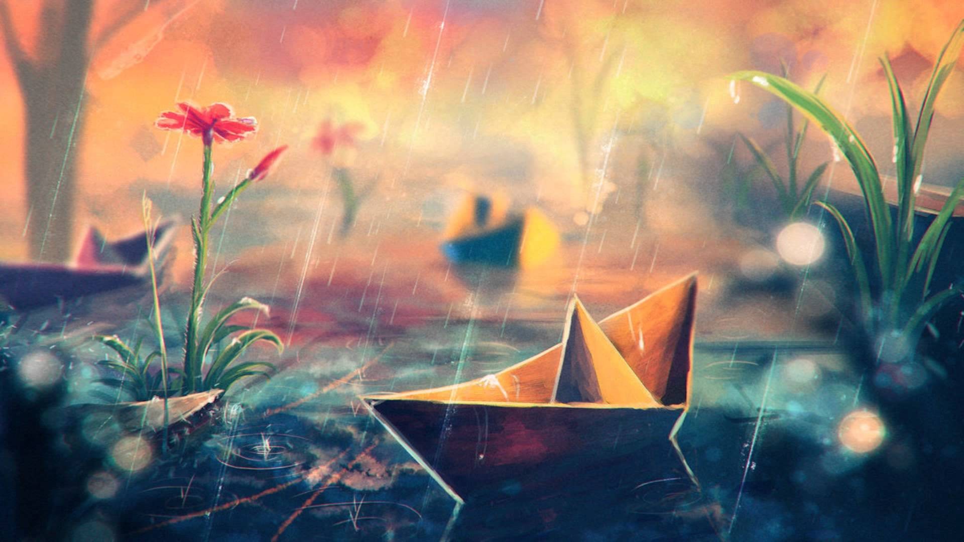 Sylar Artwork Flowers Paper Boats Water 1920x1080