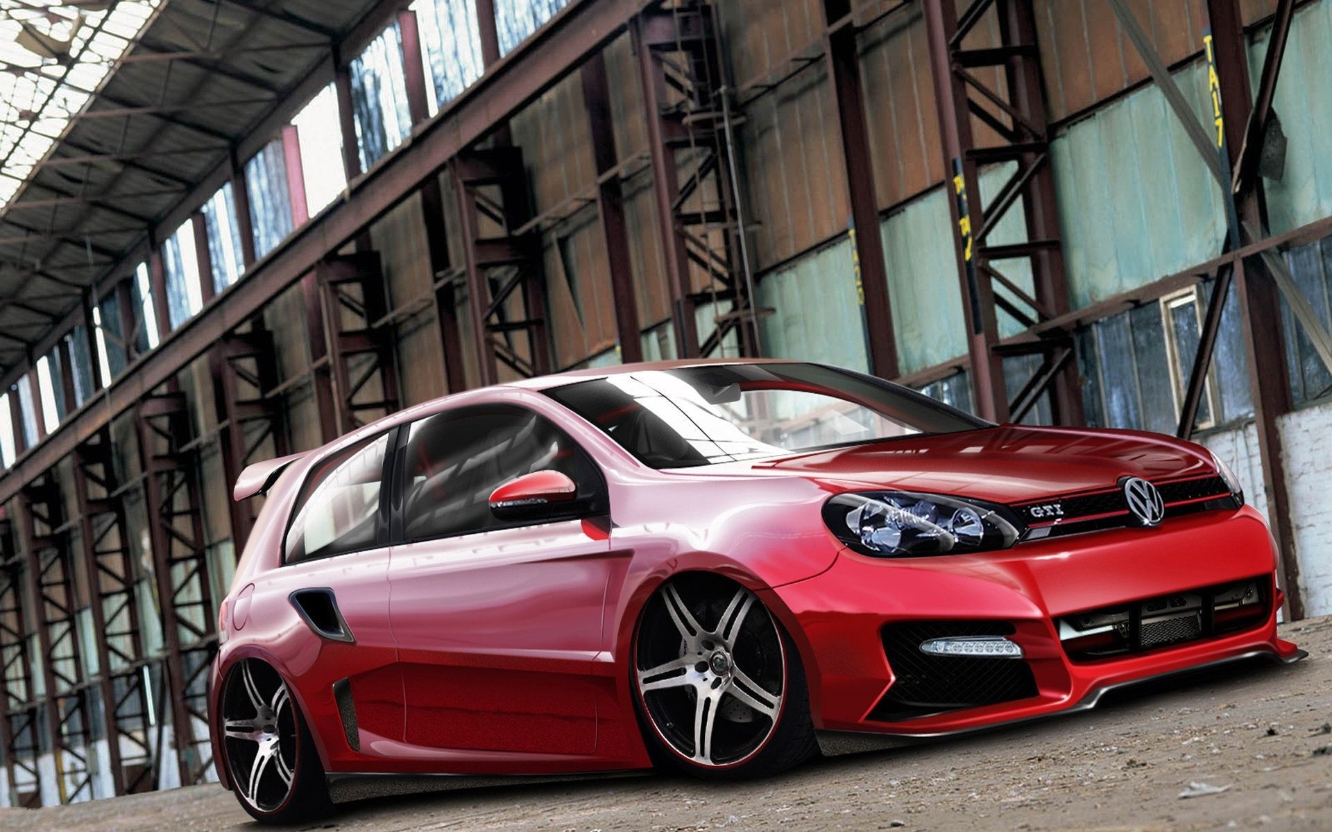 Volkswagen Golf GTi Stance Stanceworks Red Cars 1920x1200