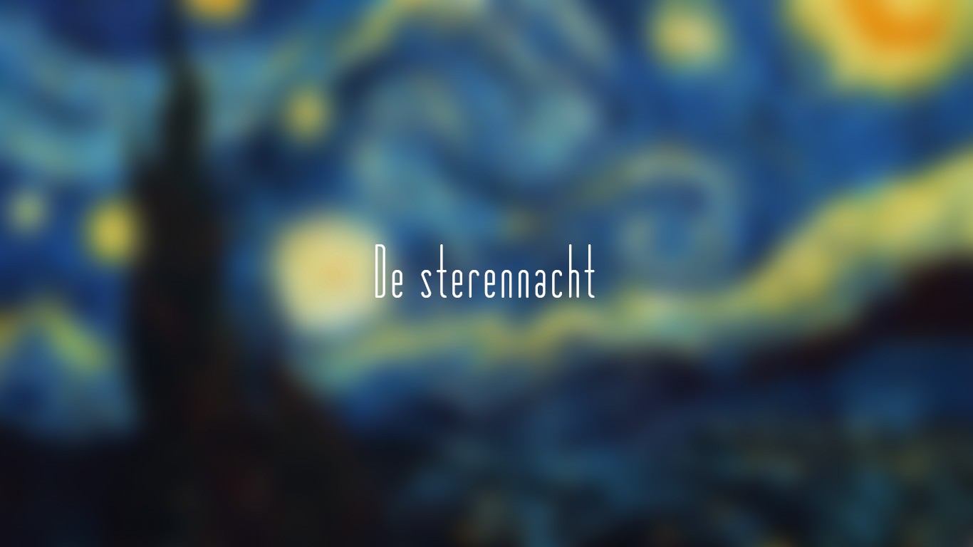 The Starry Night Painting Blurred Typography Vincent Van Gogh Minimalism 1366x768