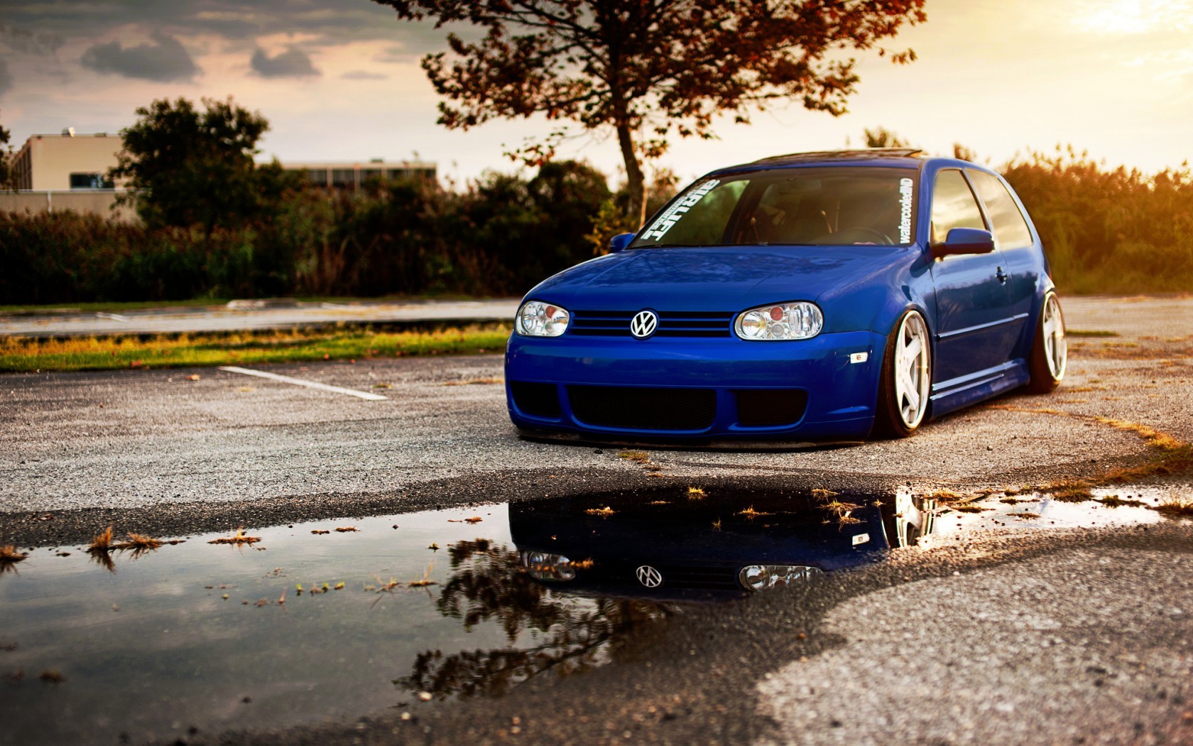 Volkswagen Golf GTi Stance Golf IV Blue Blue Cars Vehicle 1680x1050