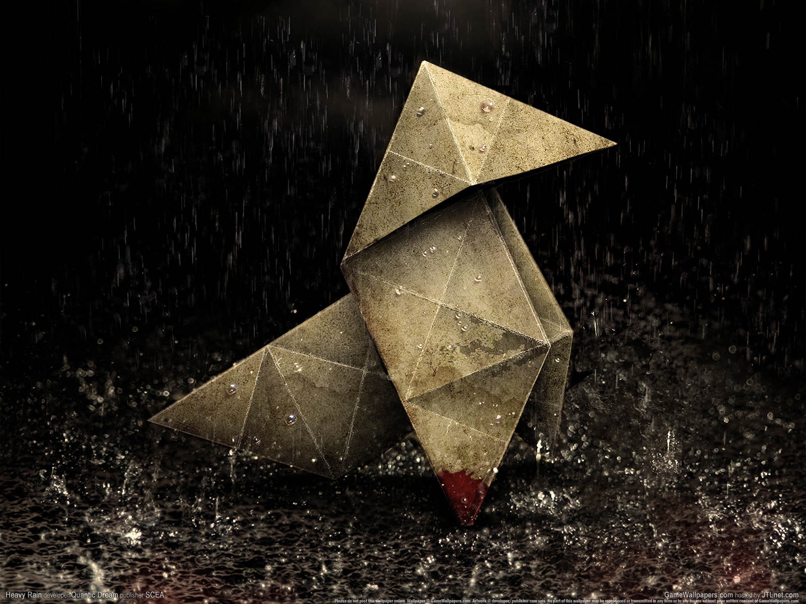 Origami Heavy Rain Video Games Rain Artwork Digital Art 1600x1200