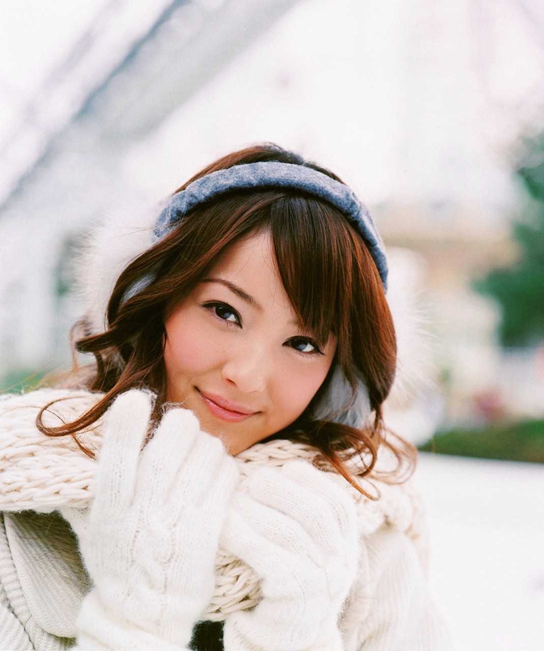 Sasaki Nozomi Asian Visual Young Jum Women Redhead Brown Eyes Smiling Ear Muffs Looking At Viewer 1070x1280