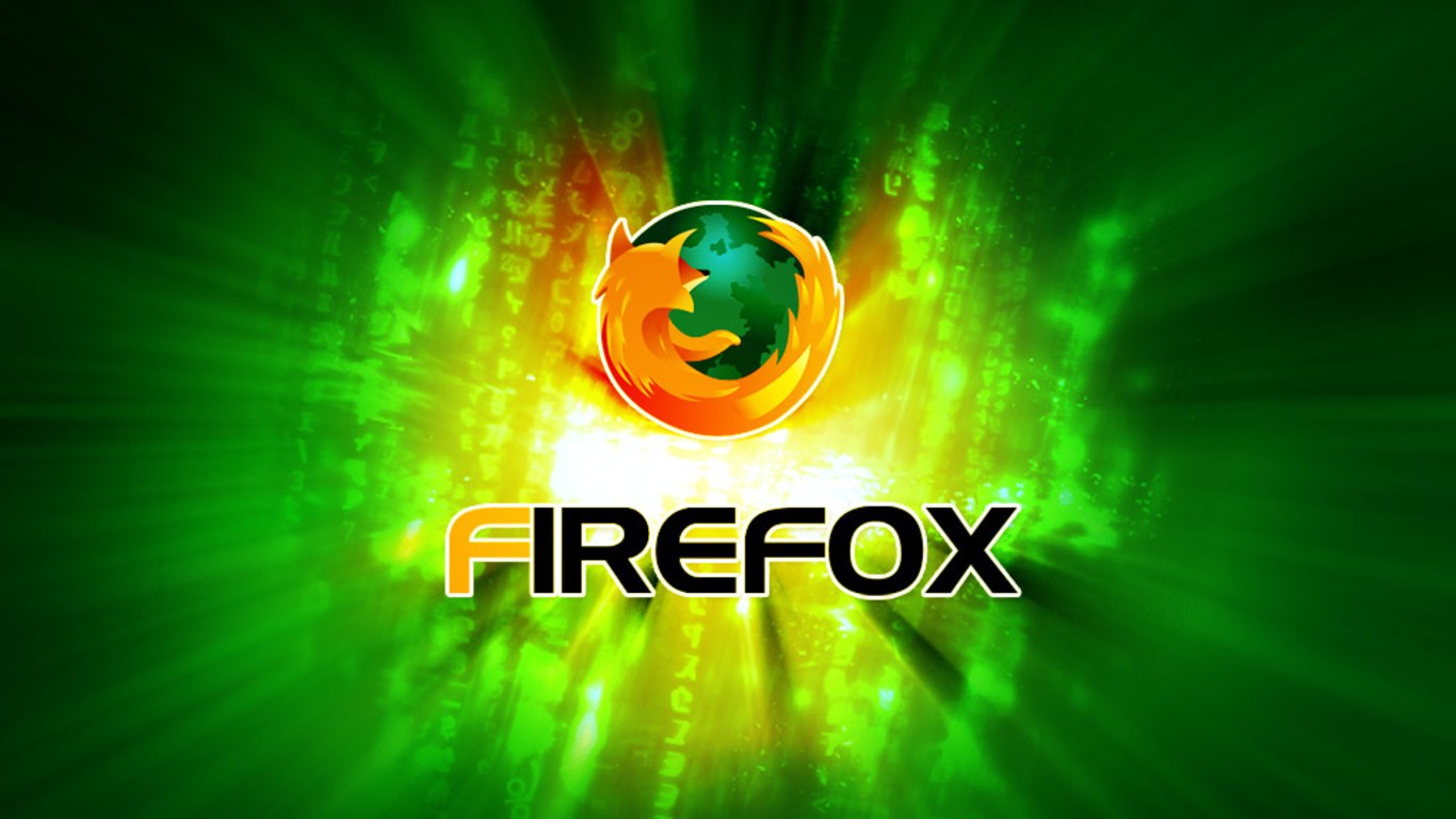 Mozilla Firefox Logo Green Background Internet 1366x768
