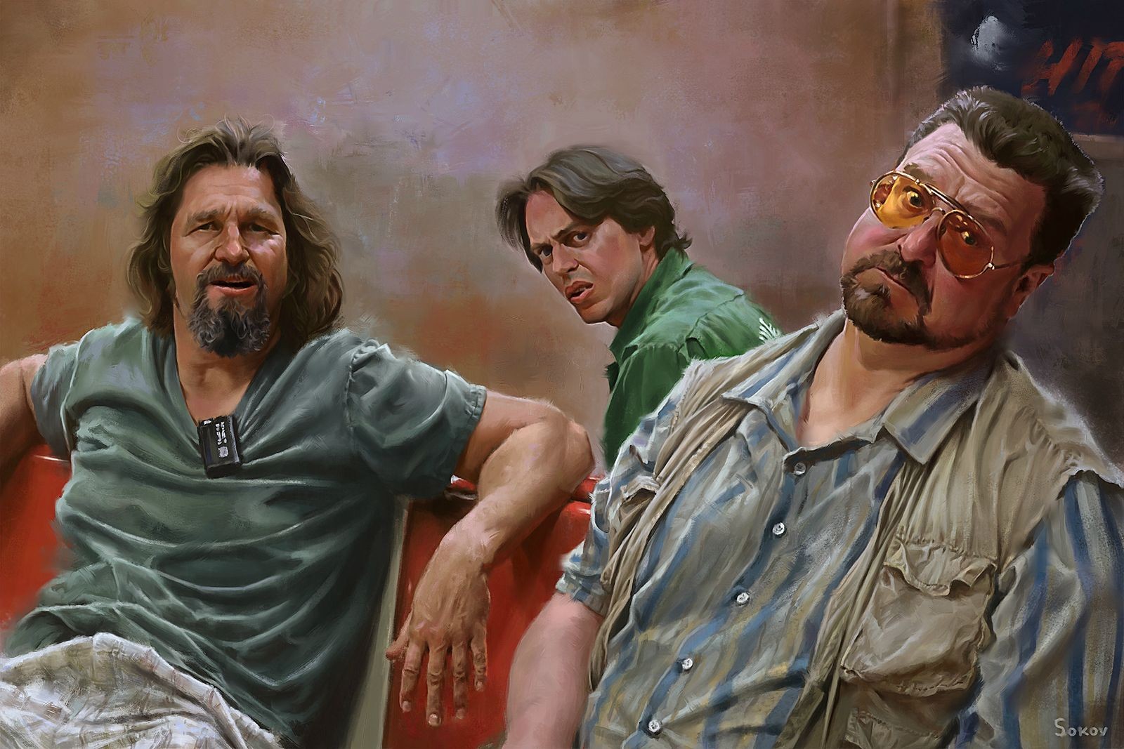 The Big Lebowski The Dude Walter Sobchak Movies Steve Buscemi Artwork 1600x1067