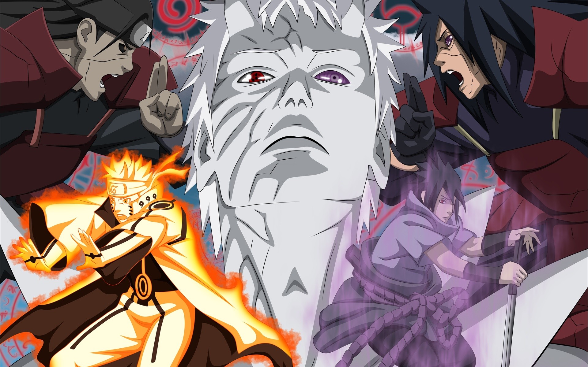 Anime Naruto Shippuuden Uzumaki Naruto Uchiha Madara Uchiha Sasuke Hashirama Senju Rinnegan 1920x1200