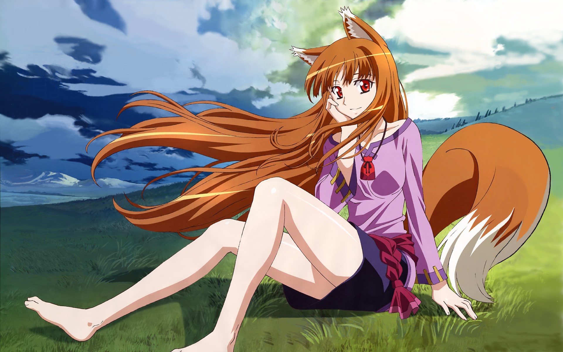 Spice And Wolf Holo Anime Anime Girls Wolf Girls Okamimimi Holo Spice And Wolf 1920x1200