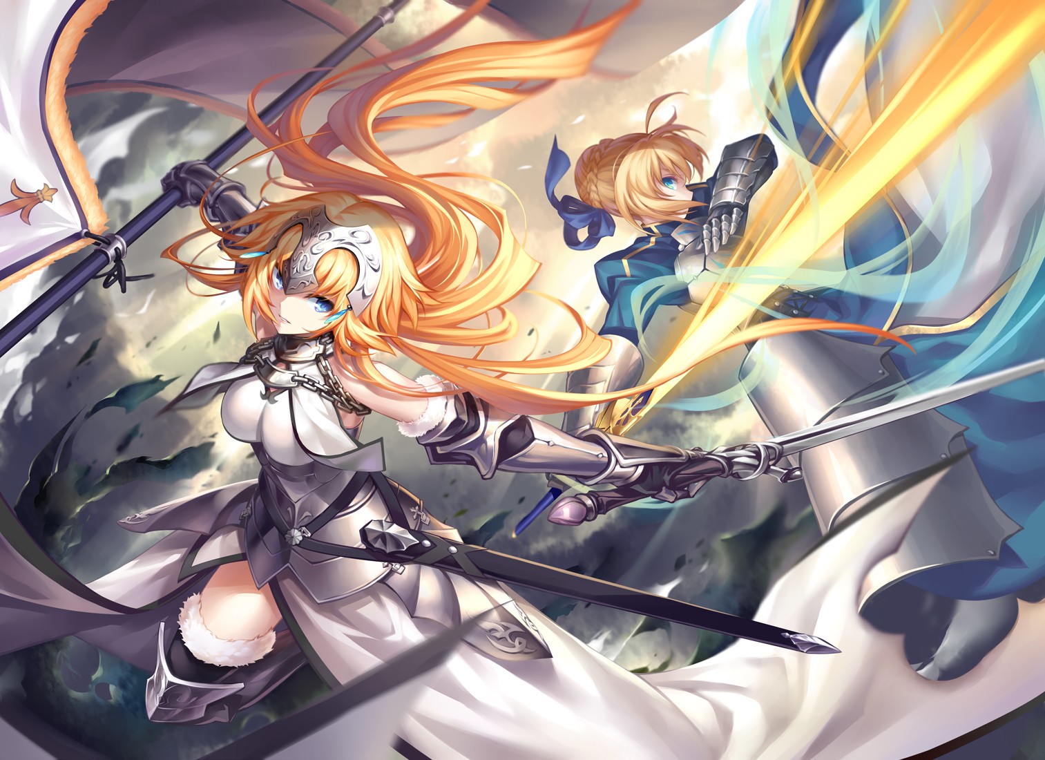 Anime Anime Girls Fate Series Saber Sword Fighting Fate Apocrypha Joan Of Arc 1513x1100