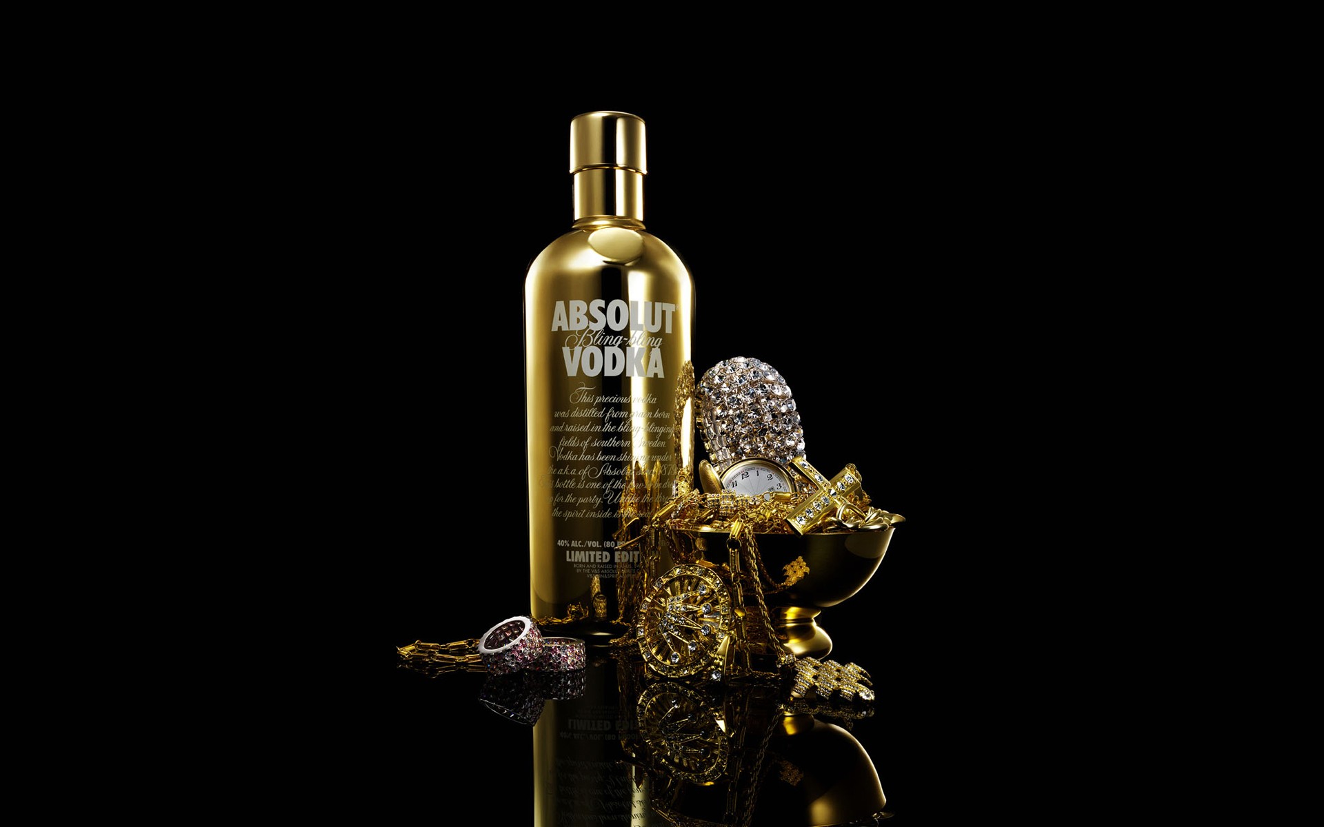 Vodka Absolut Jewelry Black Background Rings 1920x1200