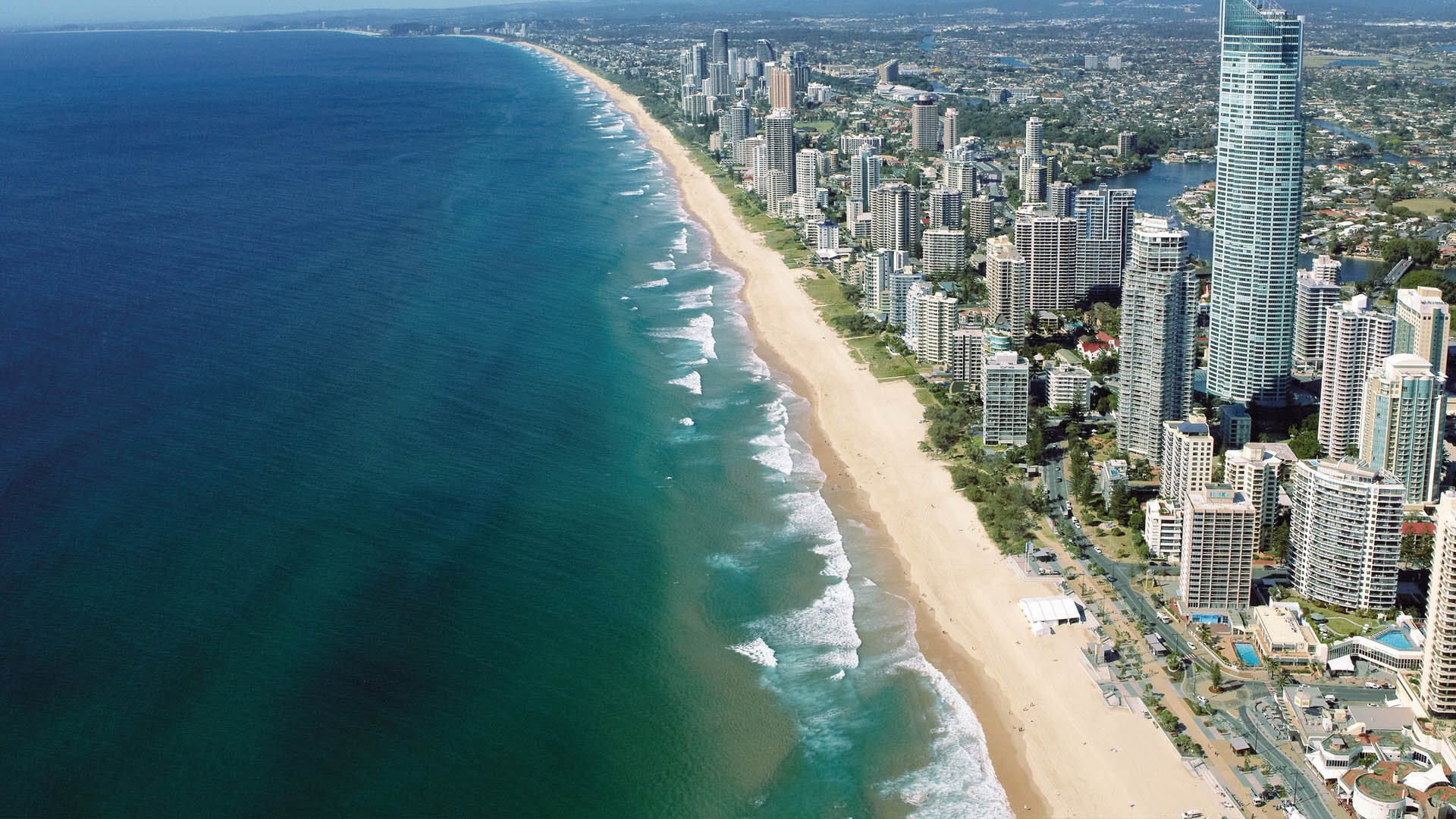 Landscape Beach Gold Coast Australia Queensland Cityscape Sea 1920x1080