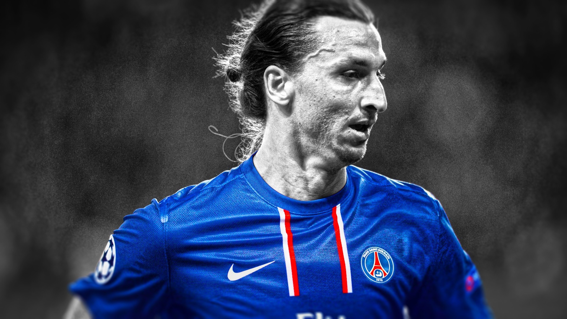 Paris Saint Germain Zlatan Ibrahimovic Men Selective Coloring 1920x1080