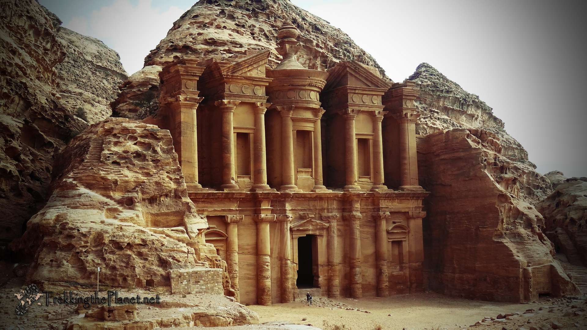 Landscape Petra Ancient Monastery Monument Ruins 1920x1080