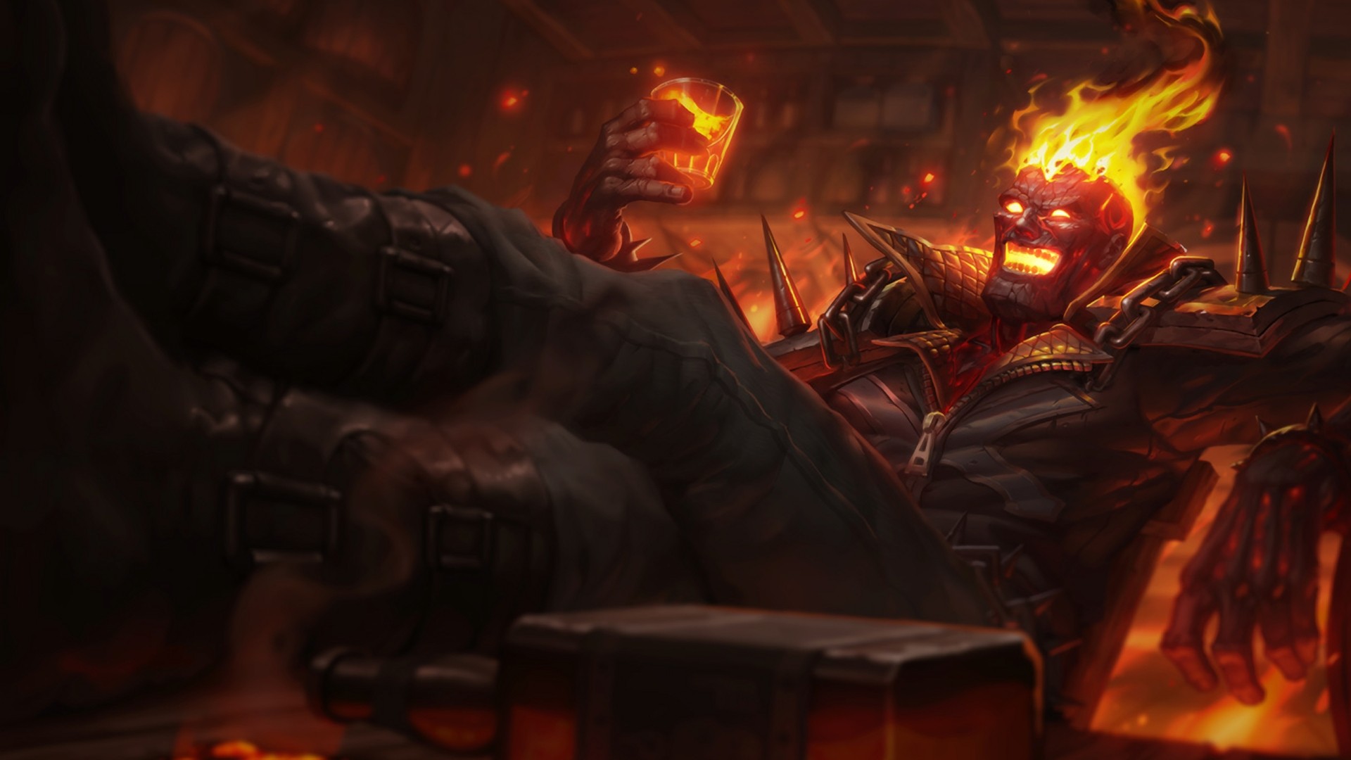 League Of Legends Brand Lol Skull Fire 1920x1080