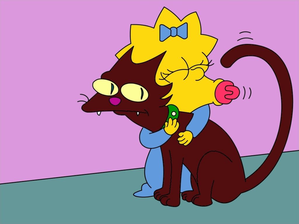 The Simpsons Cats Maggie Simpson Hugging Snowball 1024x768