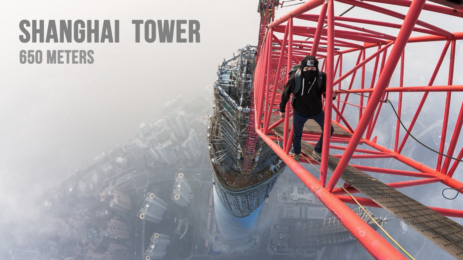 Cityscape City Tower Shanghai Climbing Birds Eye View Cranes Machine GoPro Heights 1920x1080