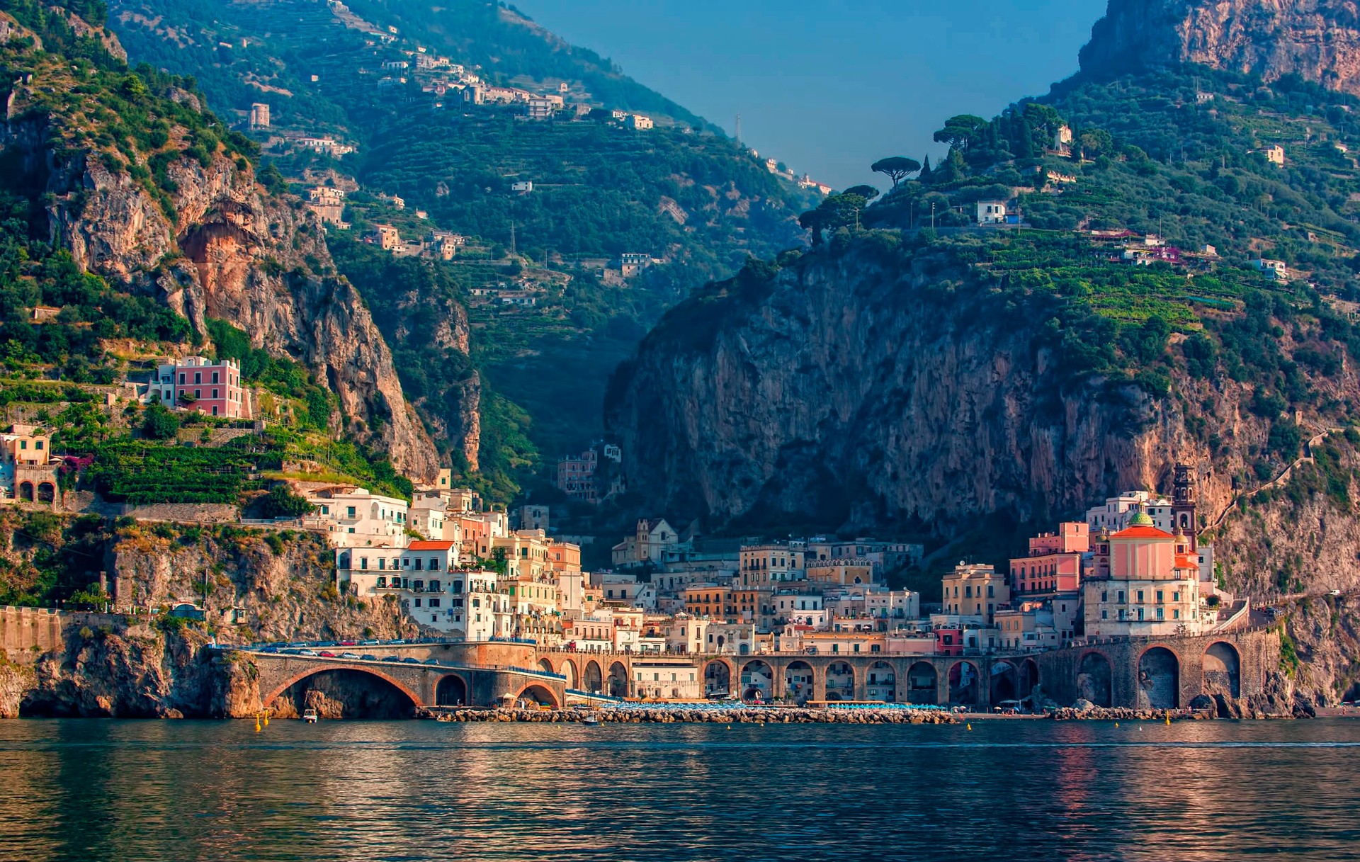 Italy Amalfi Town Cityscape Landscape Mountains Water 1920x1217