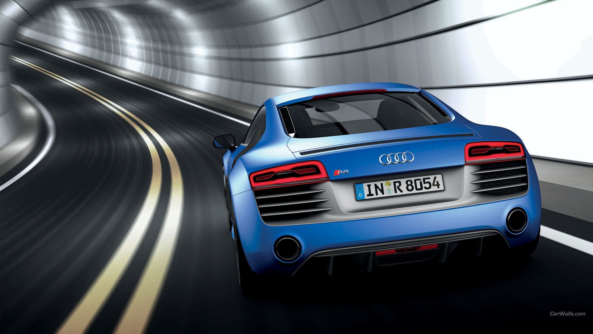 Audi R8 Car Audi R8 V10 Plus Rear View Tunnel Audi R8 Type 42 1920x1080