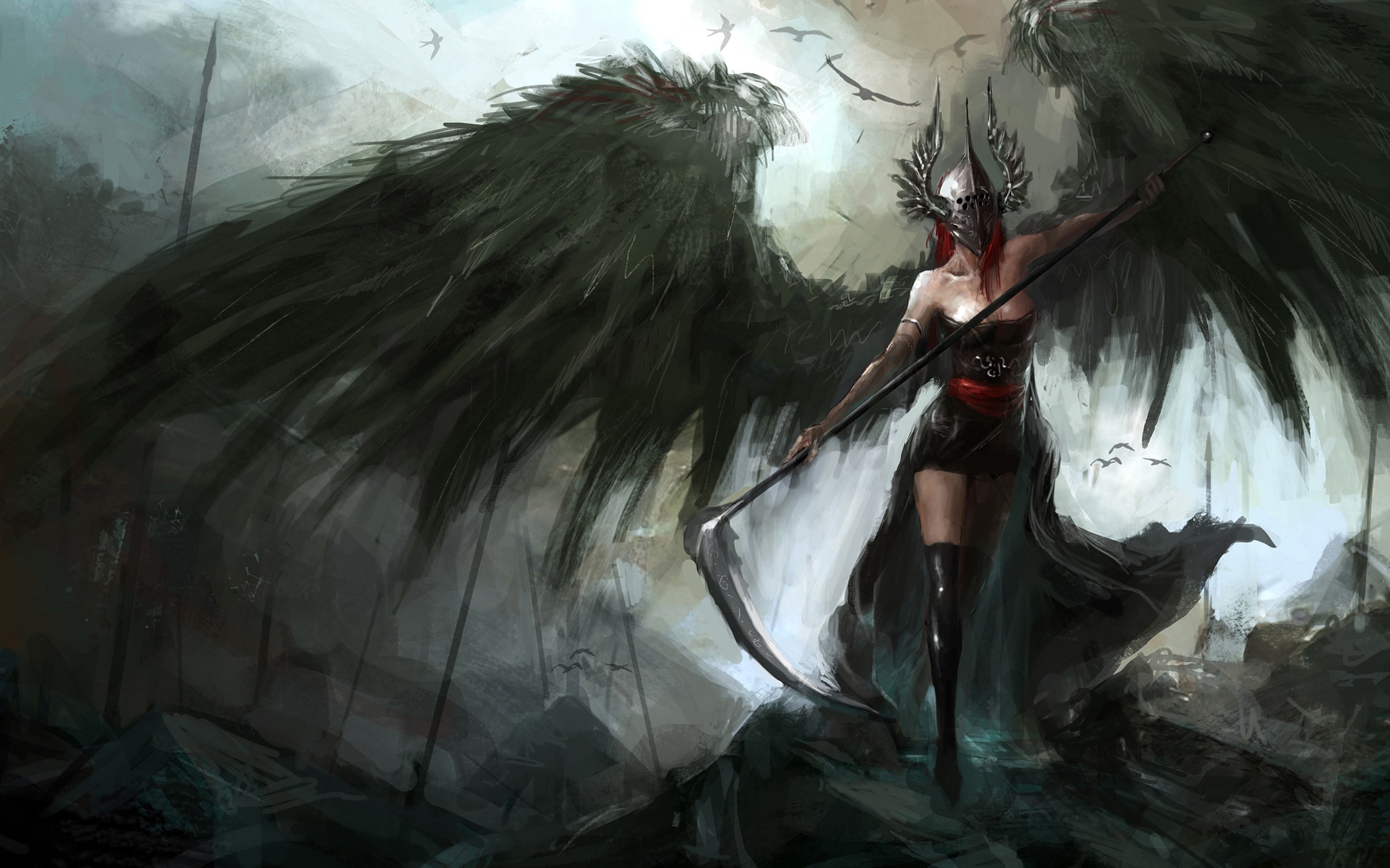 Fantasy Art Wings Sickle Fantasy Girl Demon Dark Fantasy 2560x1600