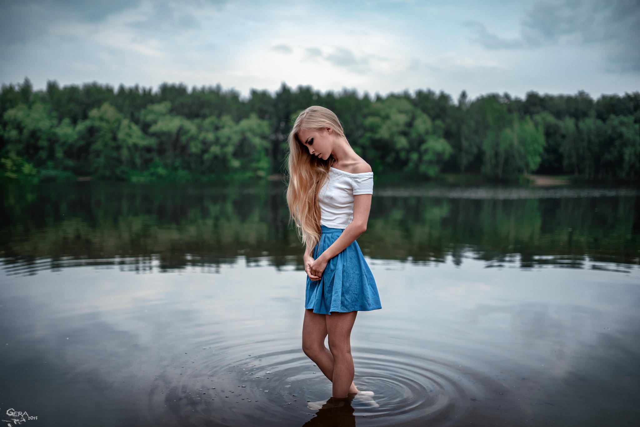 Women Model Blonde River Women Outdoors Water Long Hair Outdoors Victoria Pichkurova Photography For 2048x1367